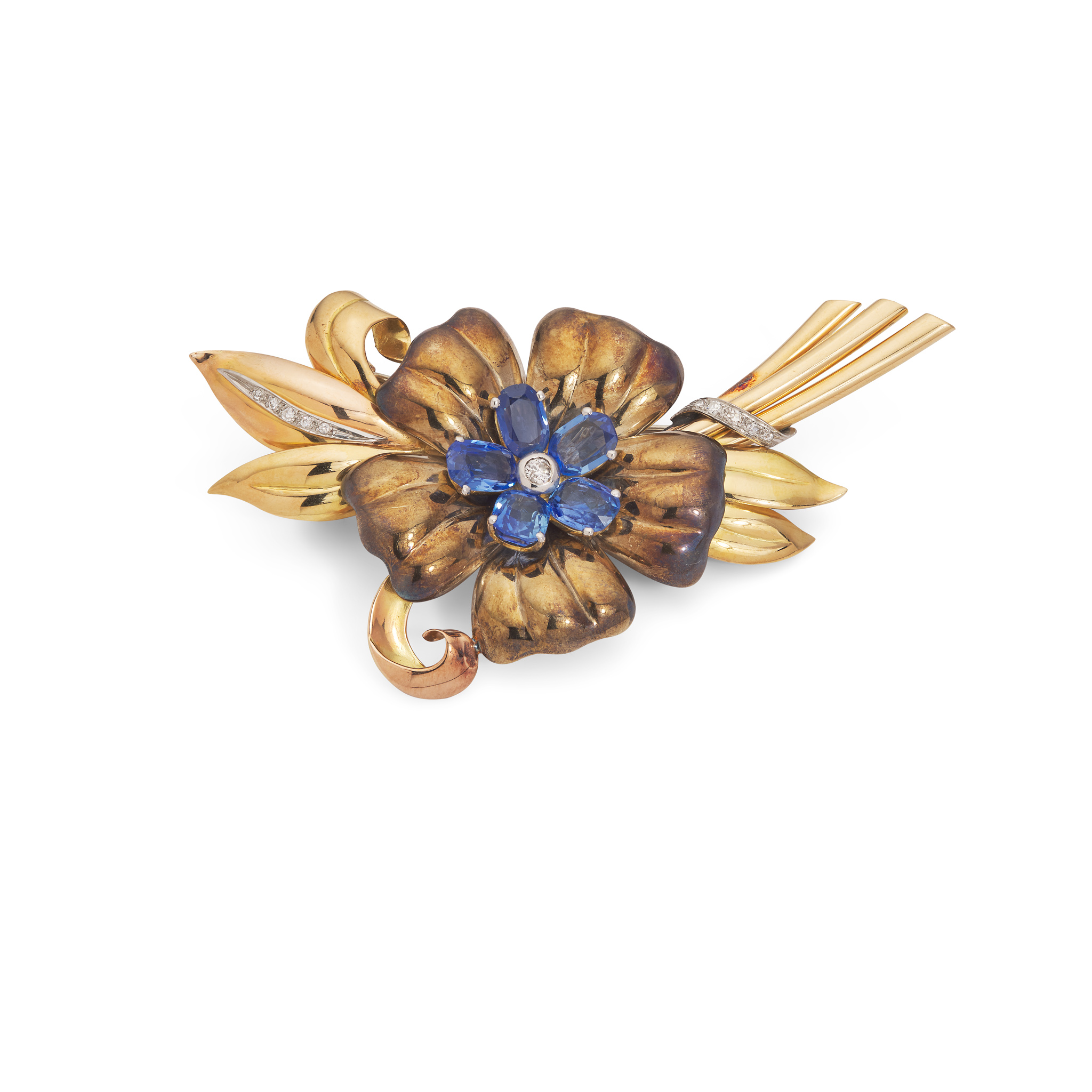 A  sapphire and diamond brooch, circa 1945