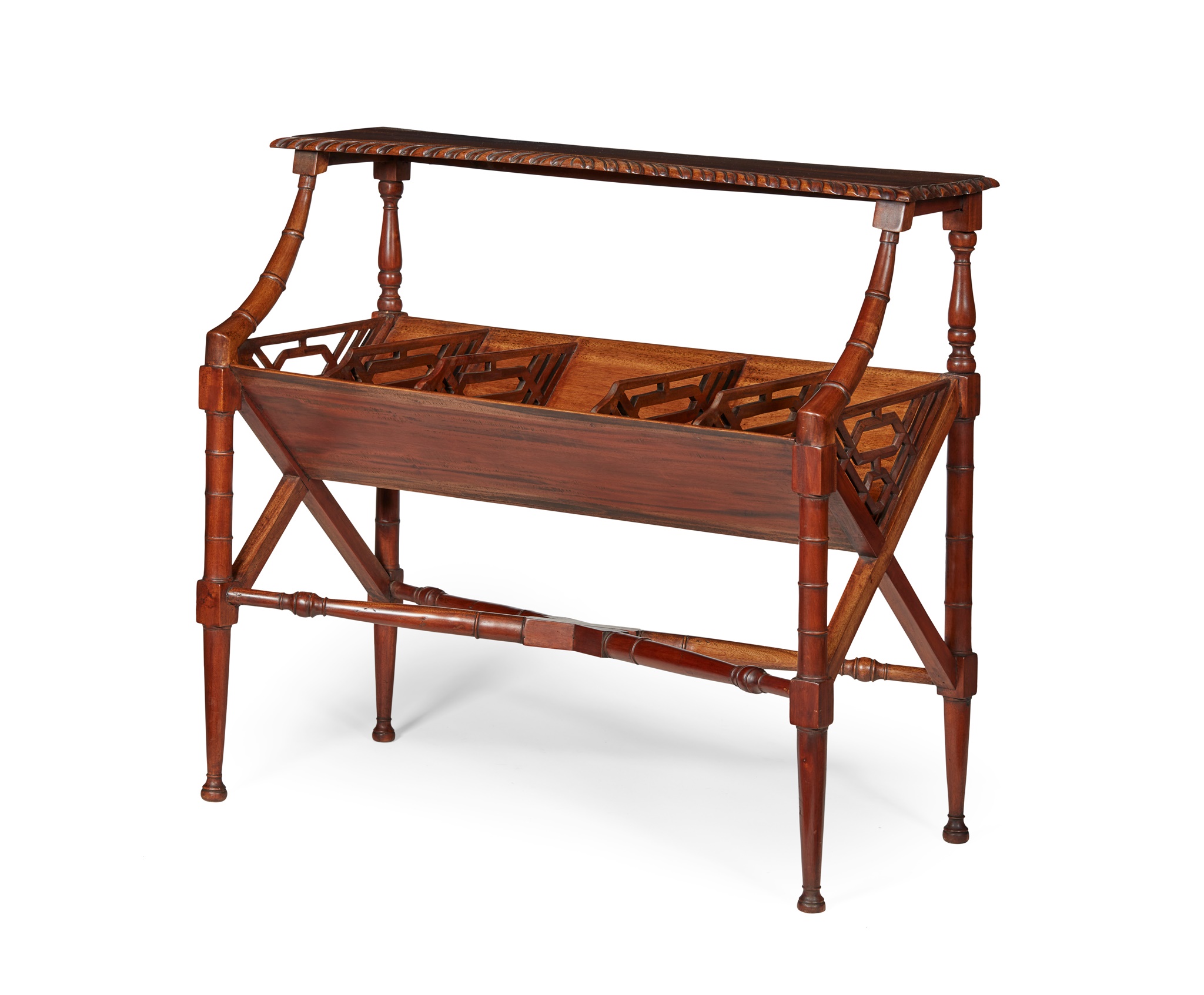 'CHINESE CHIPPENDALE' STYLE MAHOGANY BOOK TROUGH