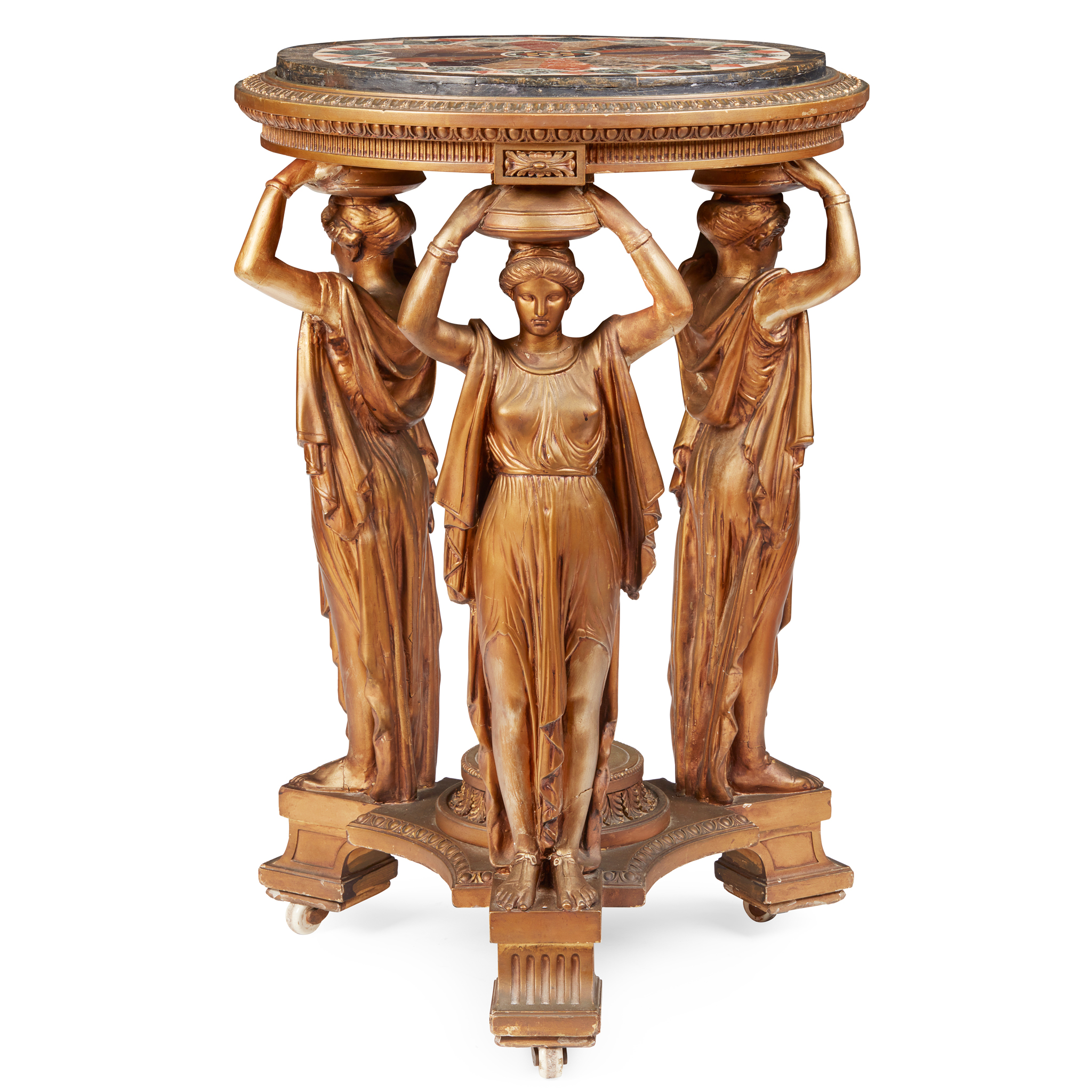 FRENCH SECOND EMPIRE SPECIMEN MARBLE AND GILTWOOD CENTRE TABLE