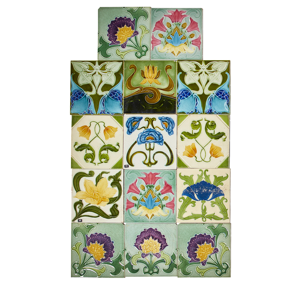 GROUP OF EDWARDIAN ART NOUVEAU TILES