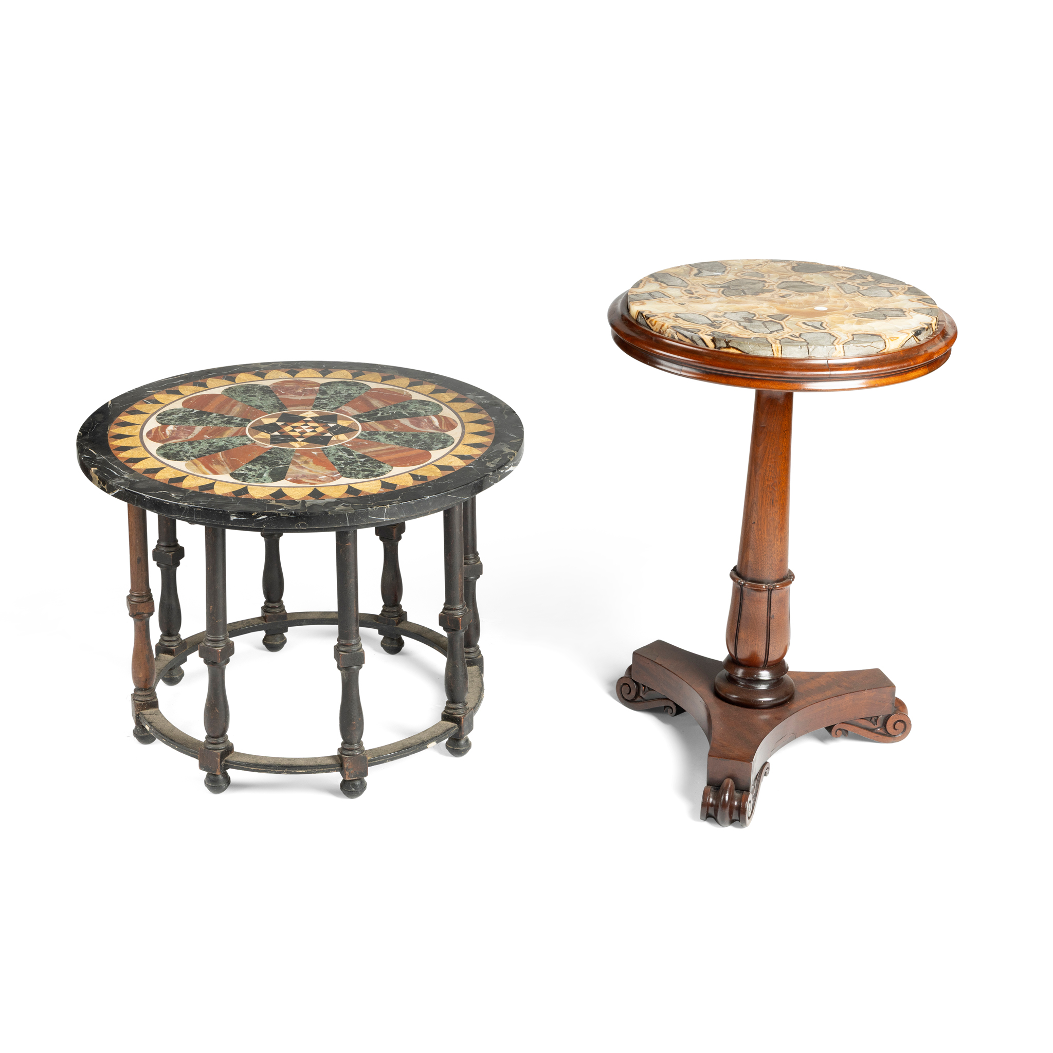 AN ITALIAN SPECIMEN MARBLE OCCASIONAL TABLE