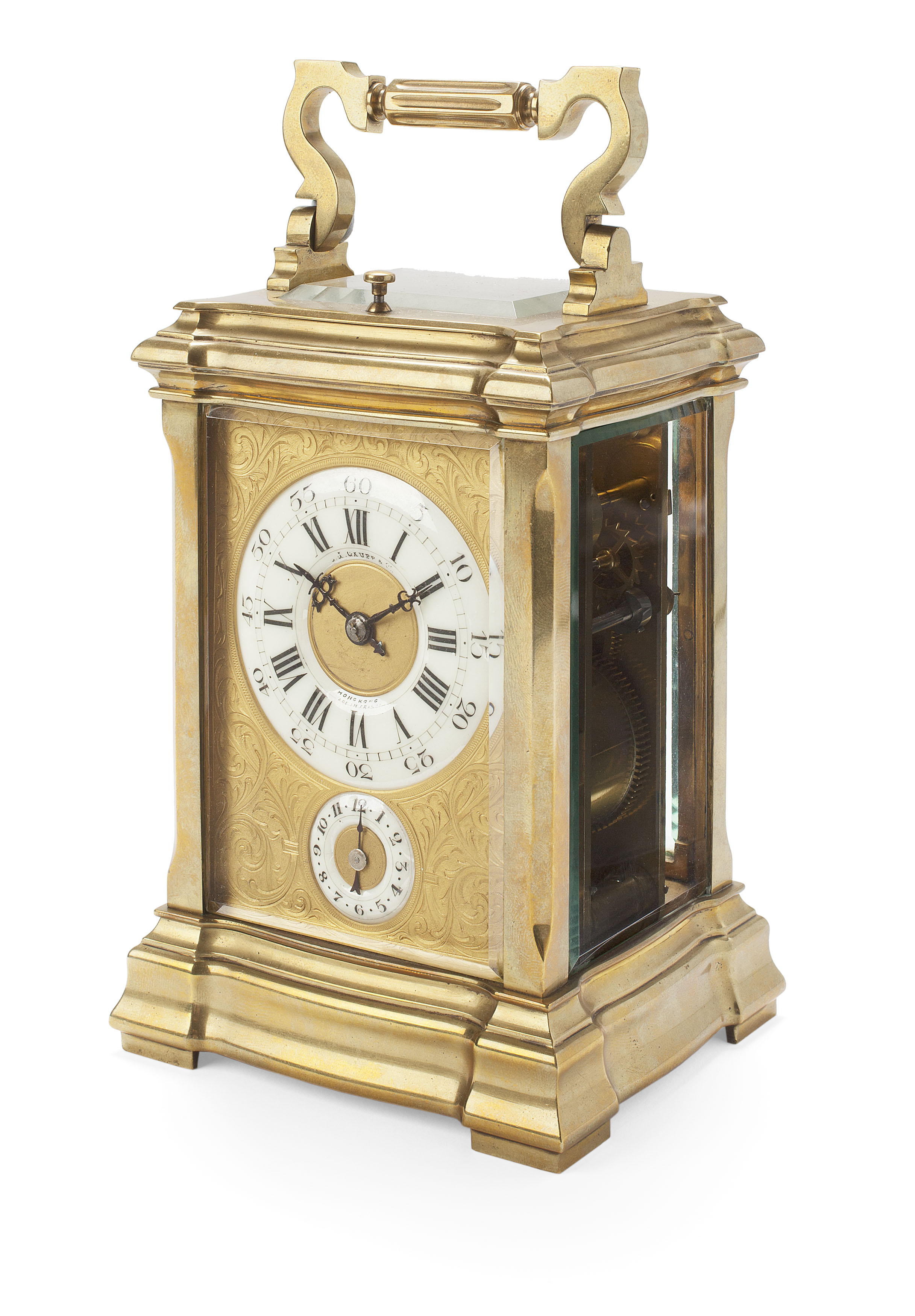 FRENCH BRASS REPEATING CARRIAGE CLOCK FOR THE HONG KONG MARKET