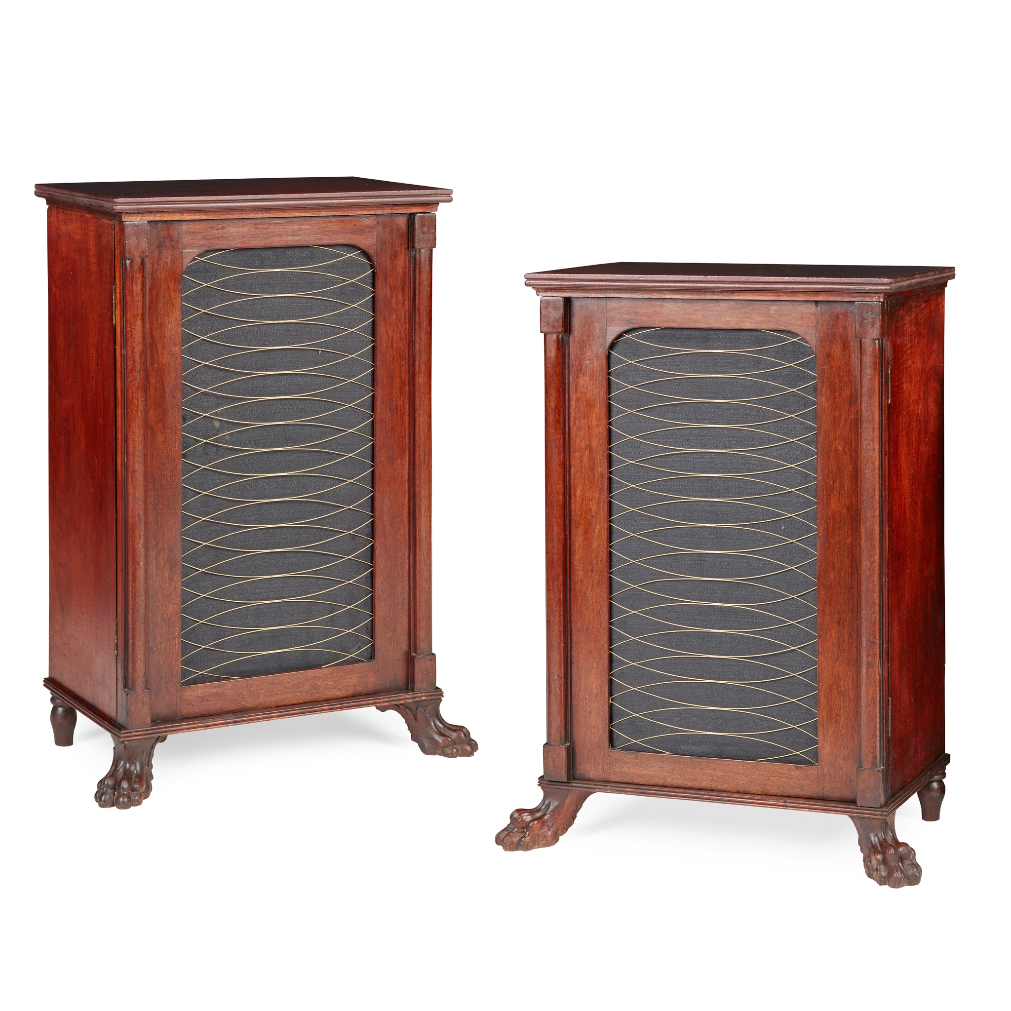 PAIR OF REGENCY MAHOGANY URN PEDESTALS