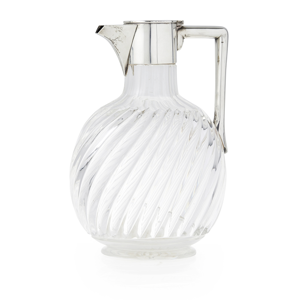 A Victorian silver mounted Baccarat glass claret jug