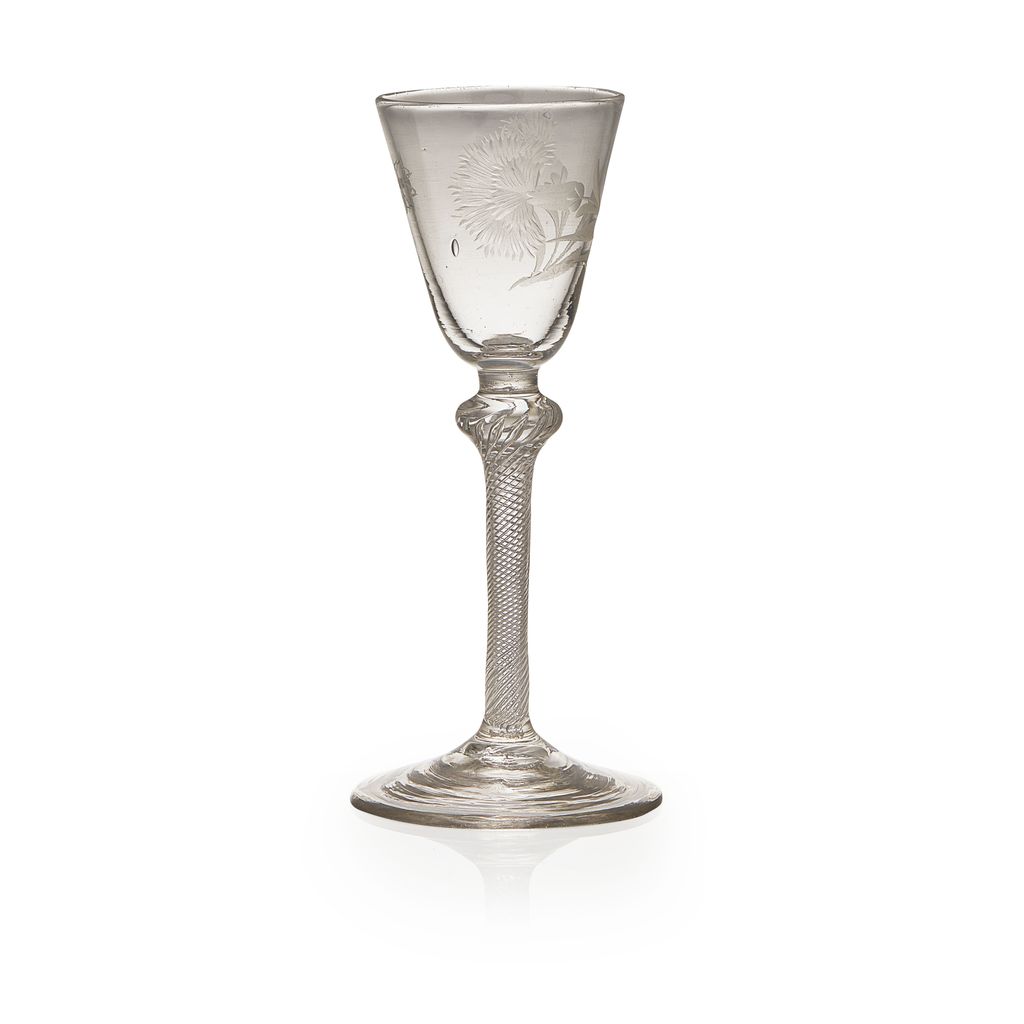 JACOBITE ENGRAVED AIR TWIST WINE GLASS