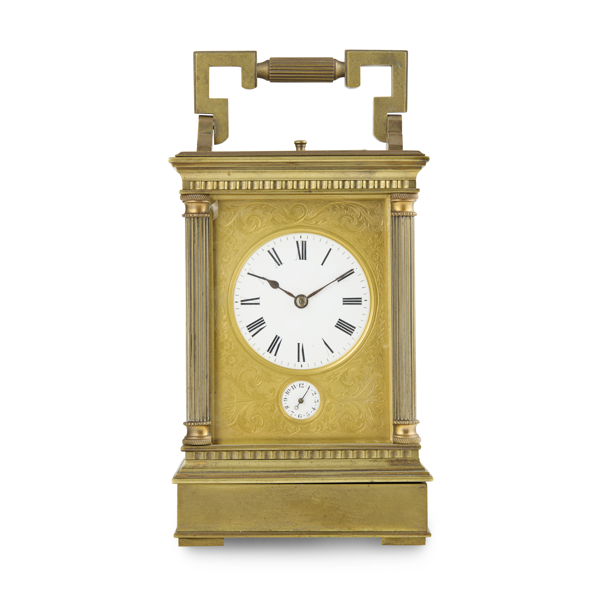 FRENCH BRASS REPEATING ALARM CARRIAGE CLOCK