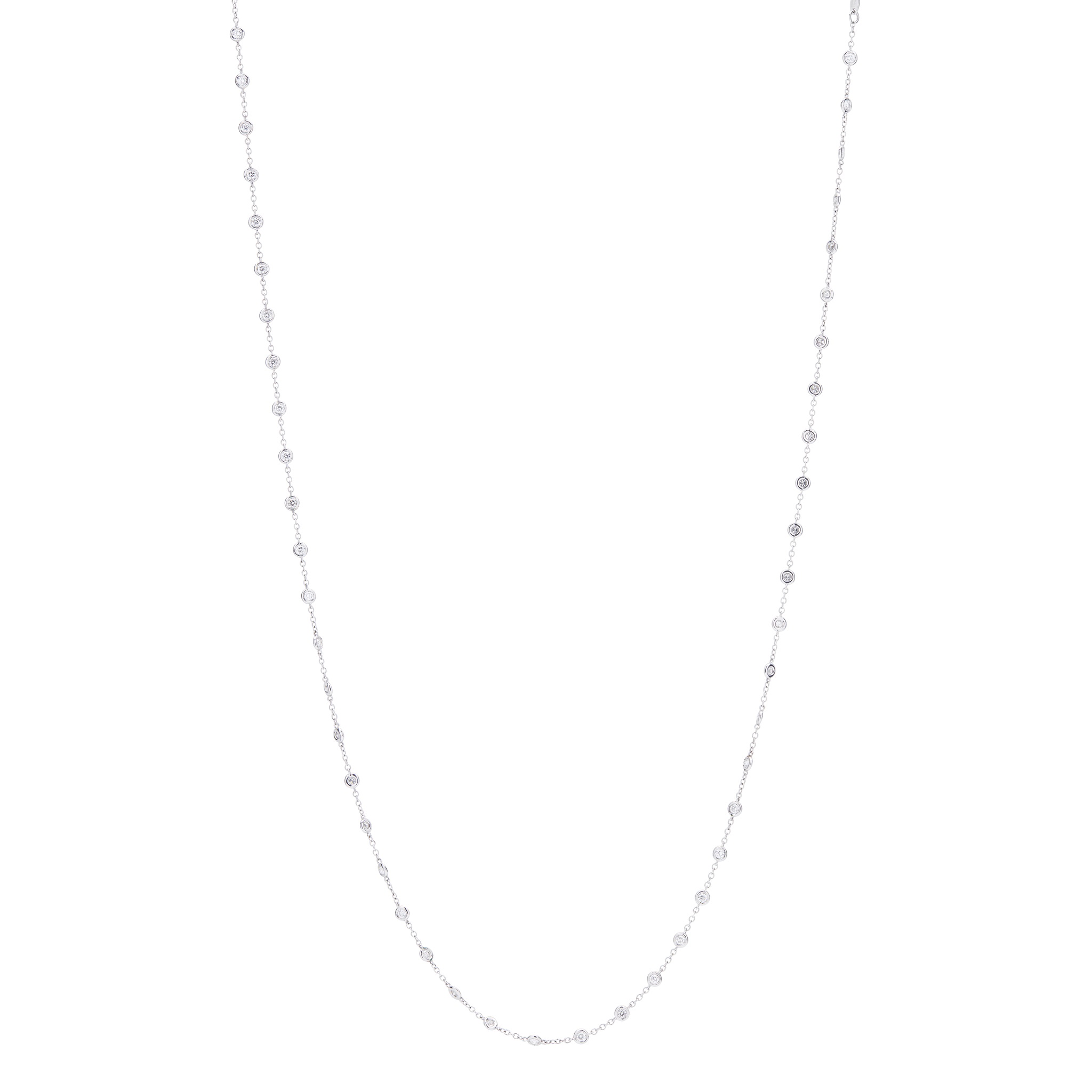 A diamond set long-chain necklace