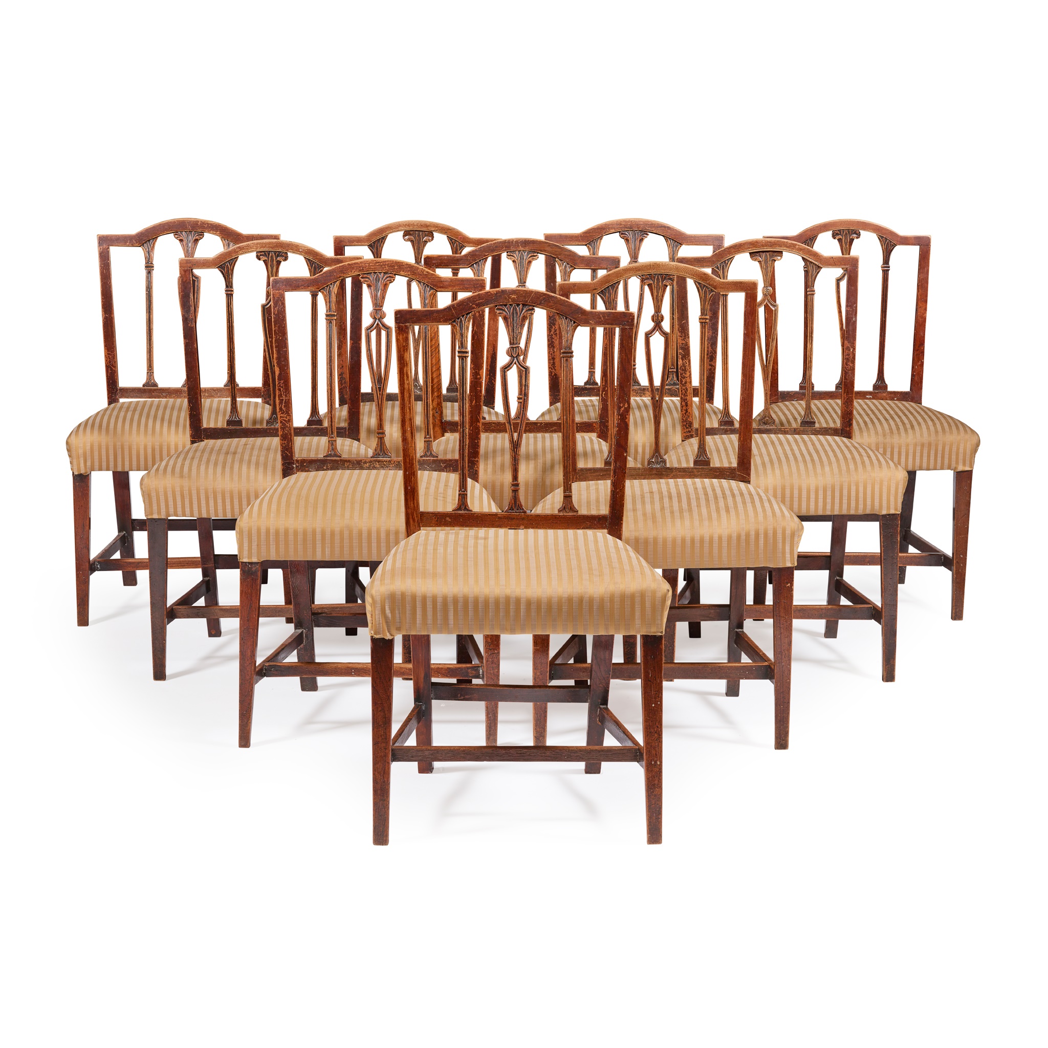 MATCHED SET OF TWELVE GEORGE III STAINED ASH DINING CHAIRS
