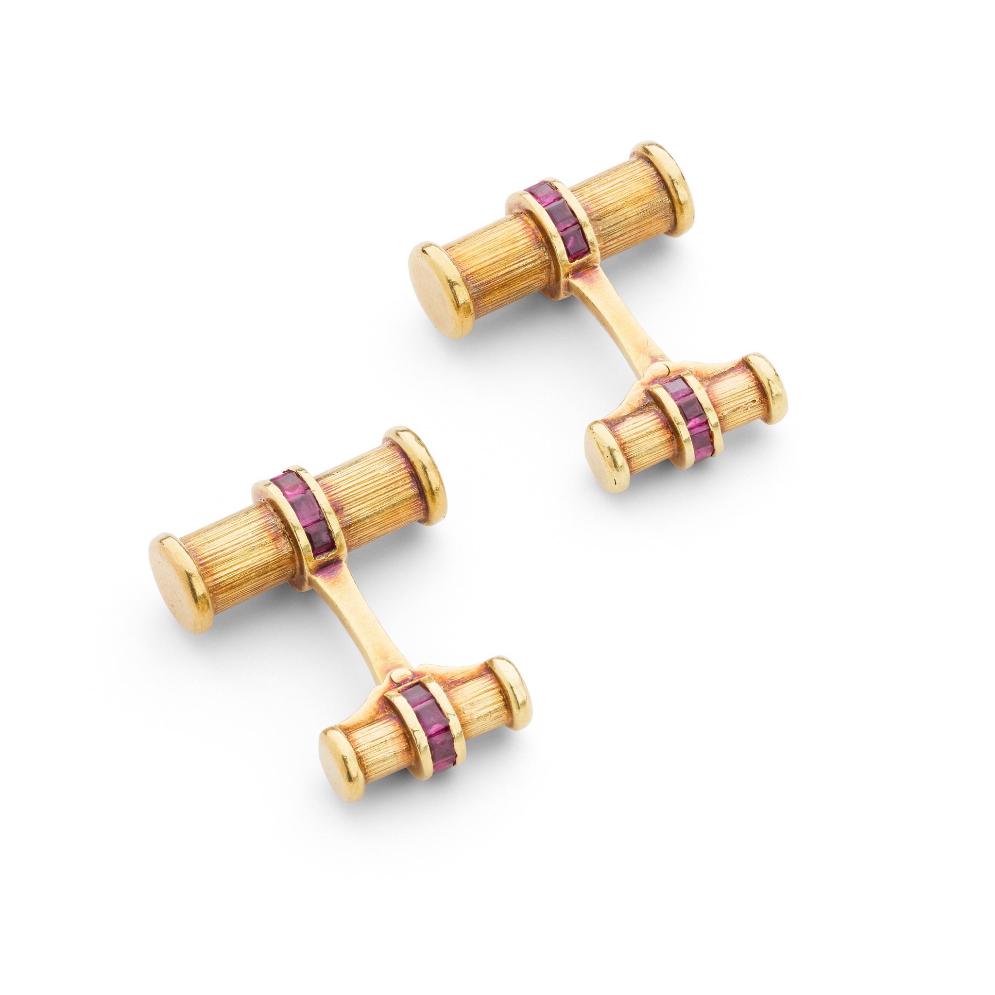 A pair of ruby cufflinks