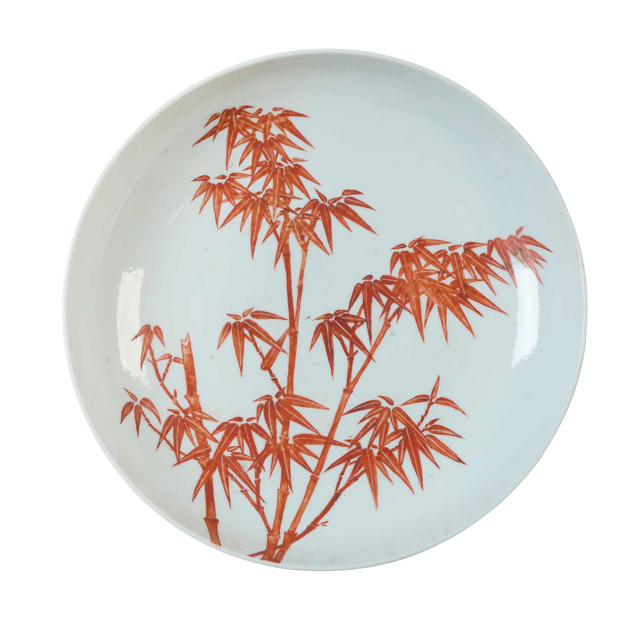 CHINESE IRON-RED-DECORATED 'BAMBOO' PLATE
