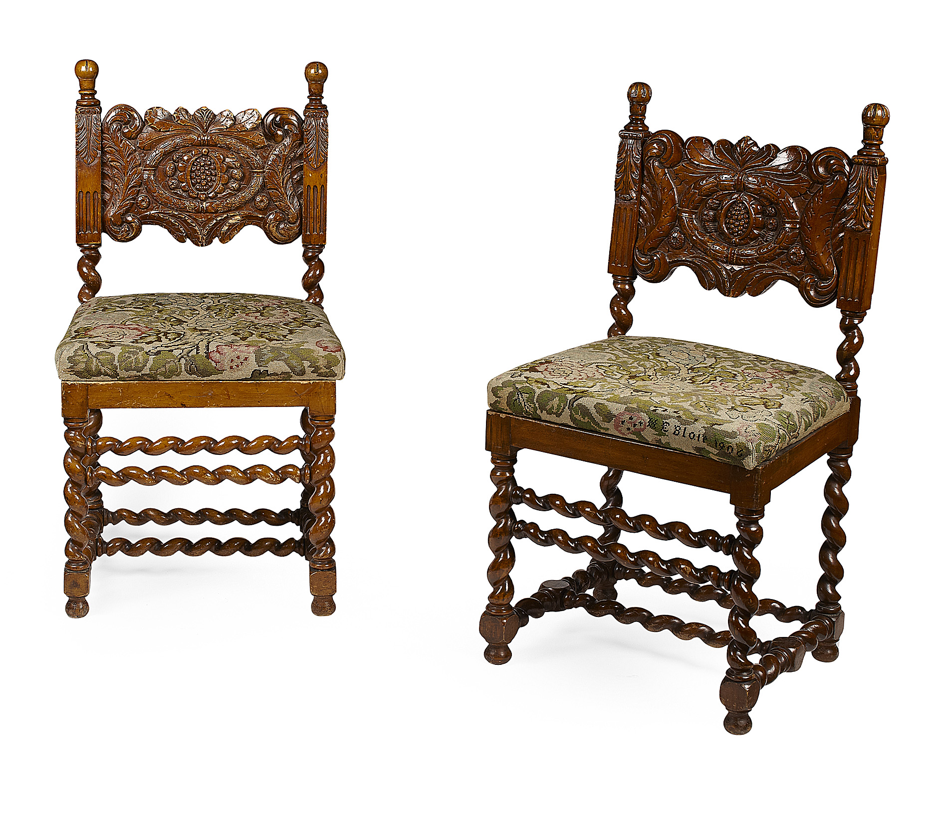 PAIR OF VICTORIAN WALNUT SIDE CHAIRS