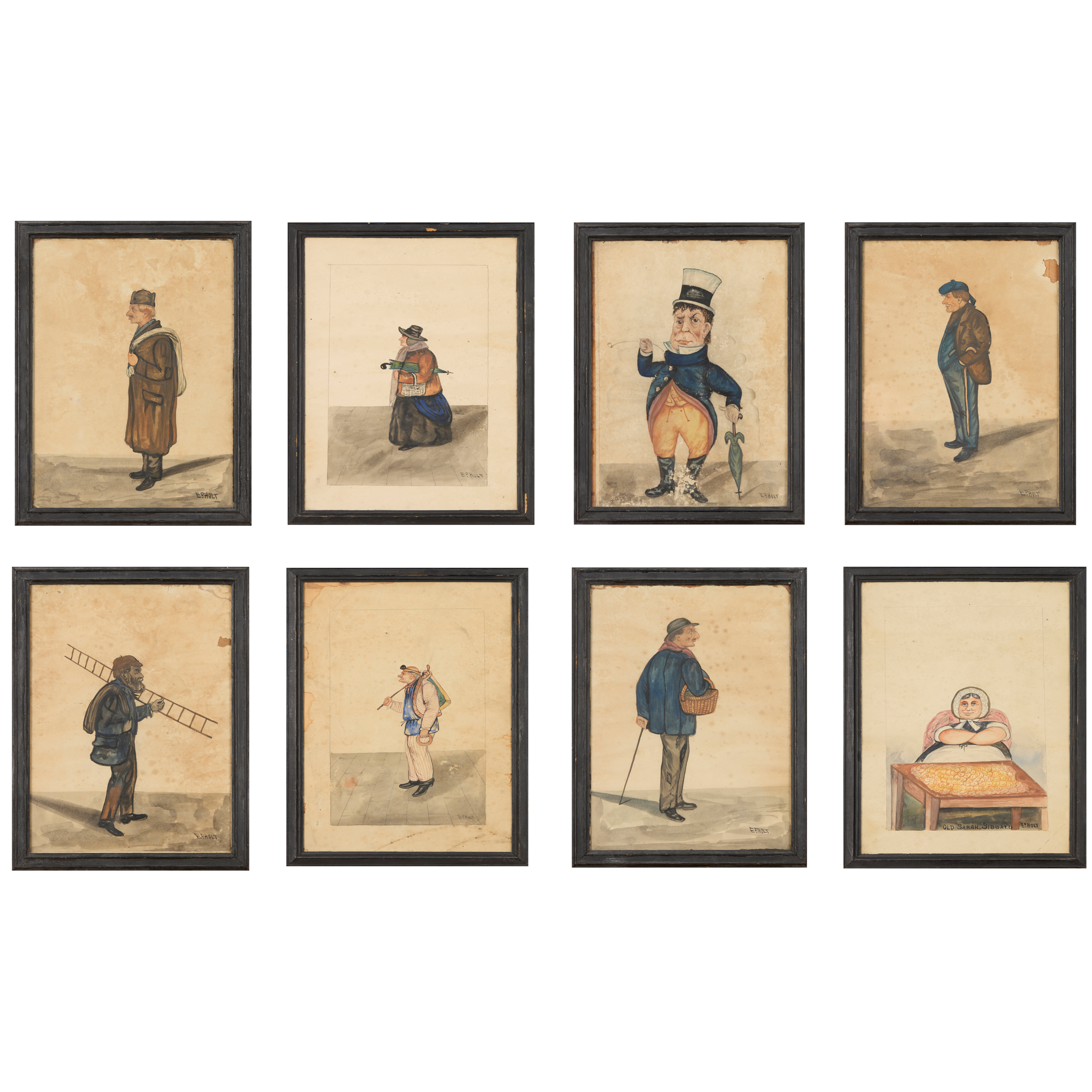 GROUP OF EIGHT VICTORIAN CHARACTER STUDIES BY EDWARD (NED) P. HOLT (SCOTTISH C.1815-1892)