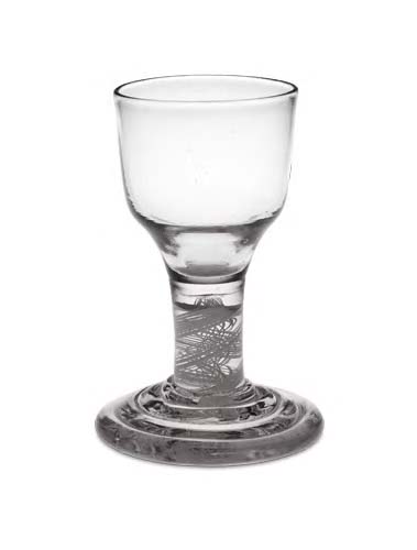 An opaque twist stem firing glass, circa 1770,