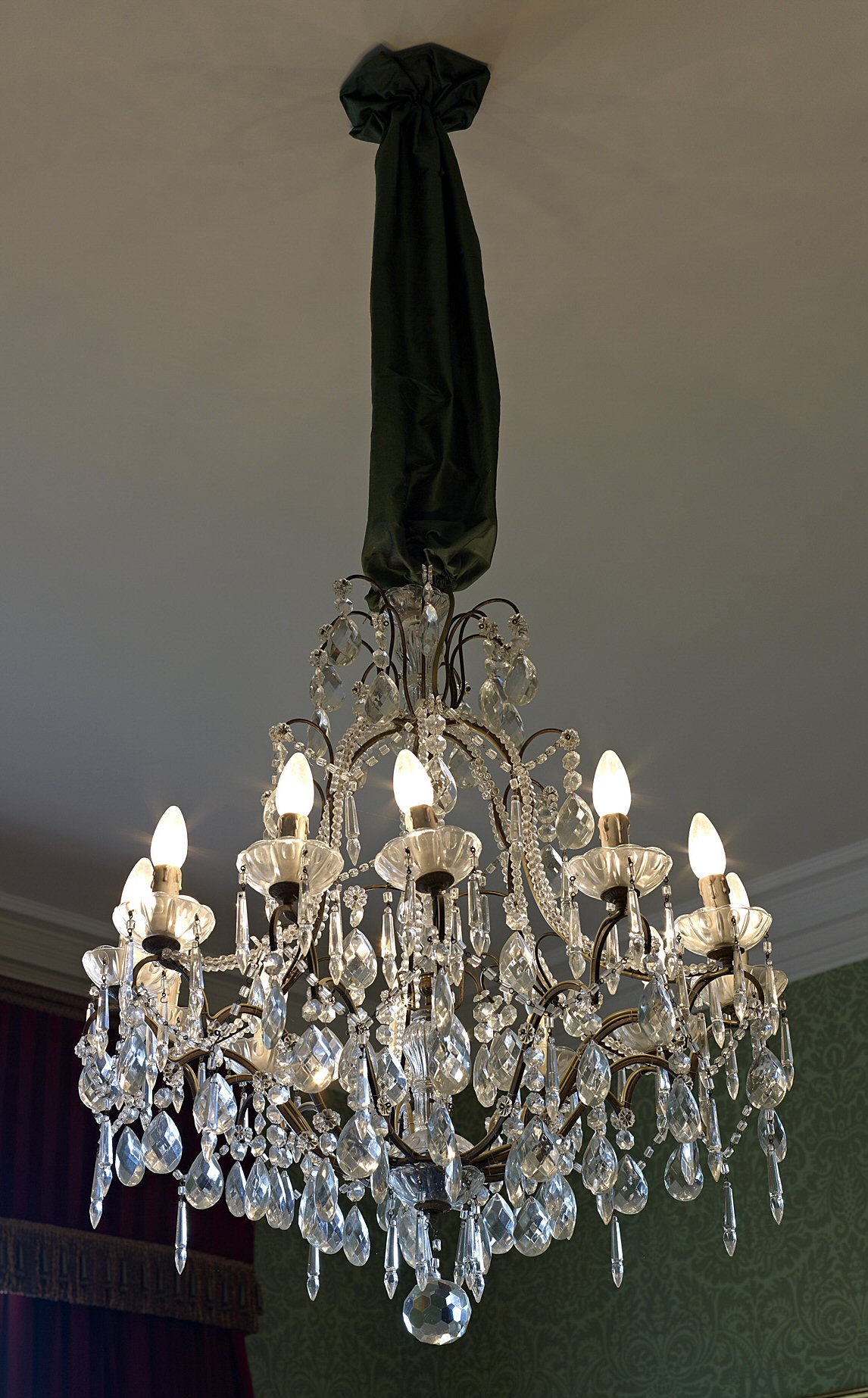 CUT AND PRESSED GLASS TWELVE BRANCH CHANDELIER