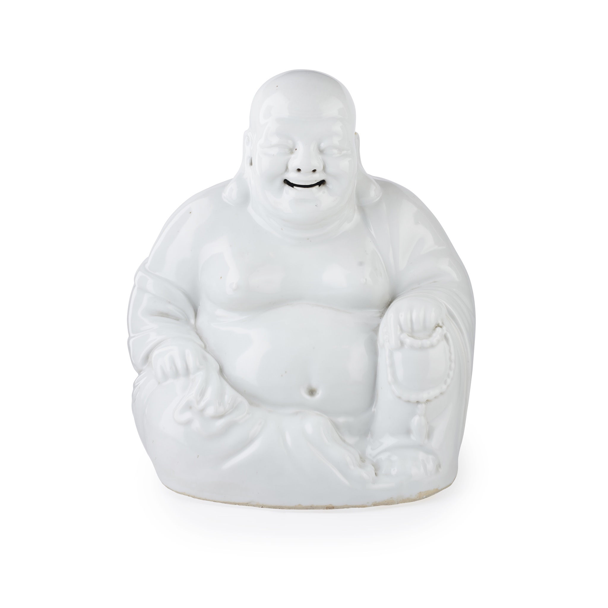 LARGE WHITE-GLAZED FIGURE OF BUDAI