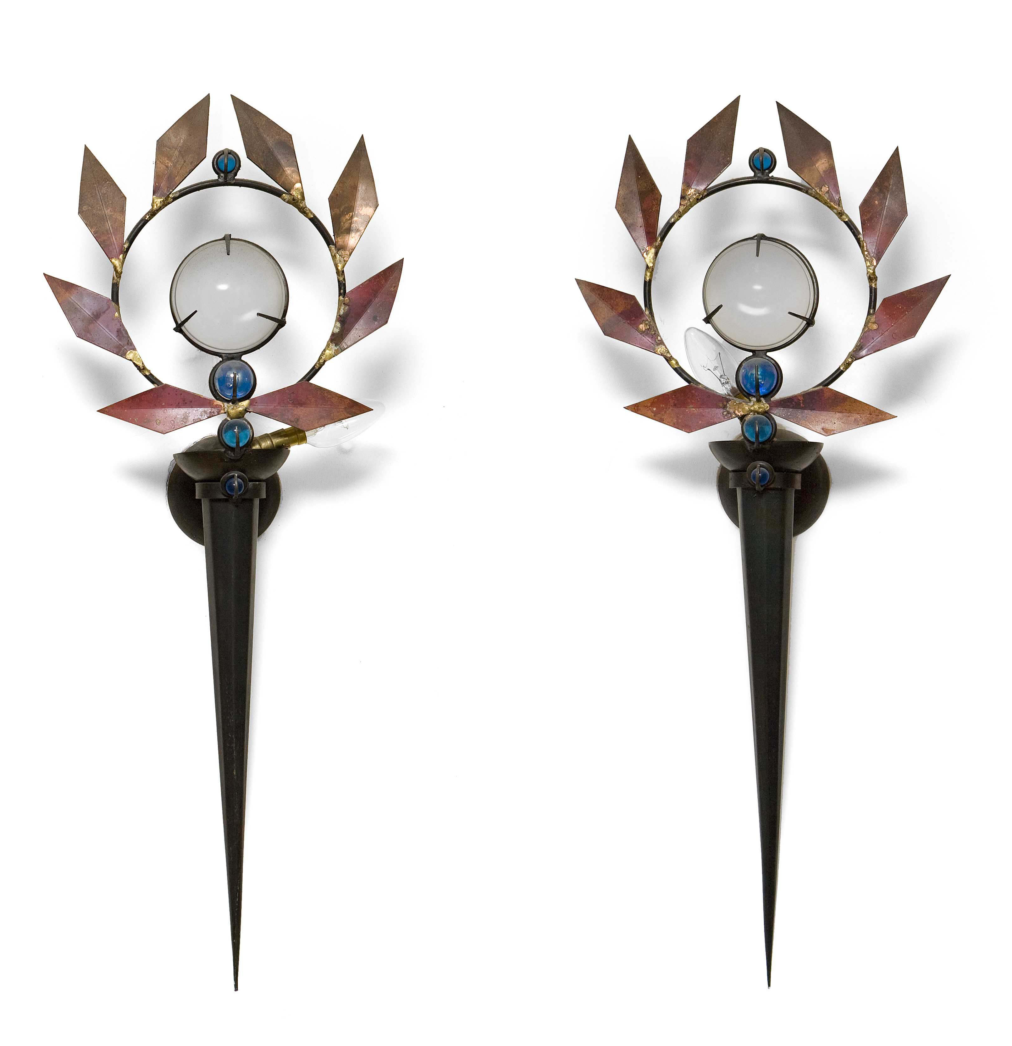 PAIR OF 'OLYMPIA' WALL LIGHTS