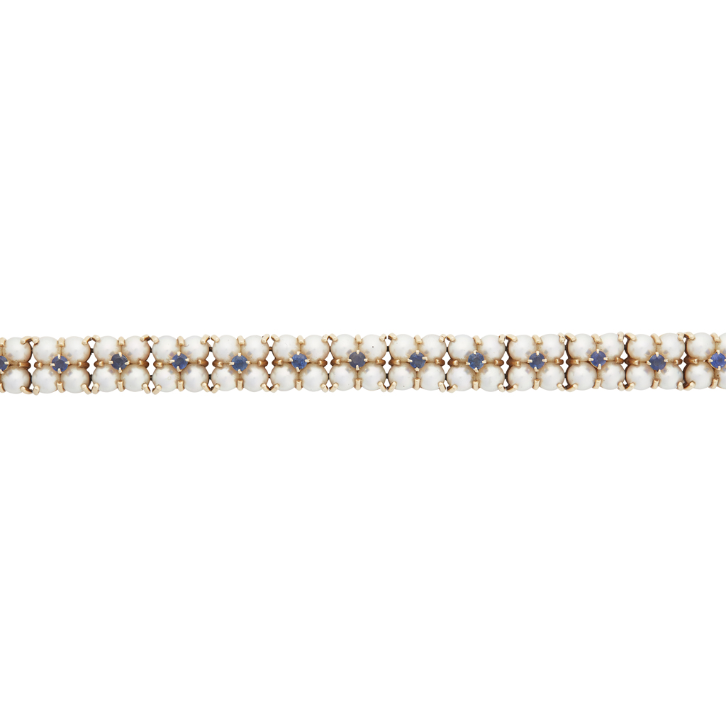 A pearl and sapphire set bracelet, Tiffany & Co.
