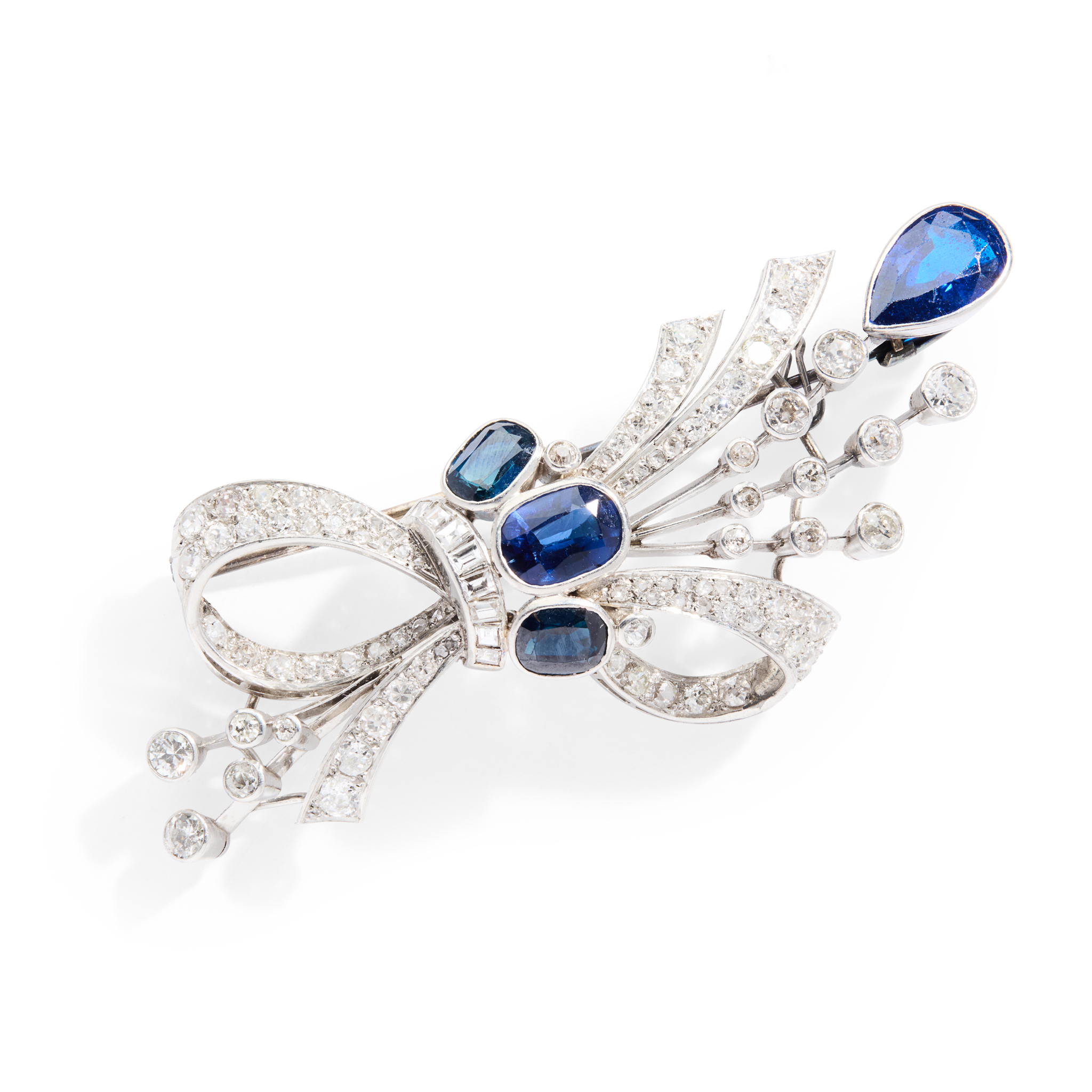 A 1950s sapphire and diamond spray brooch