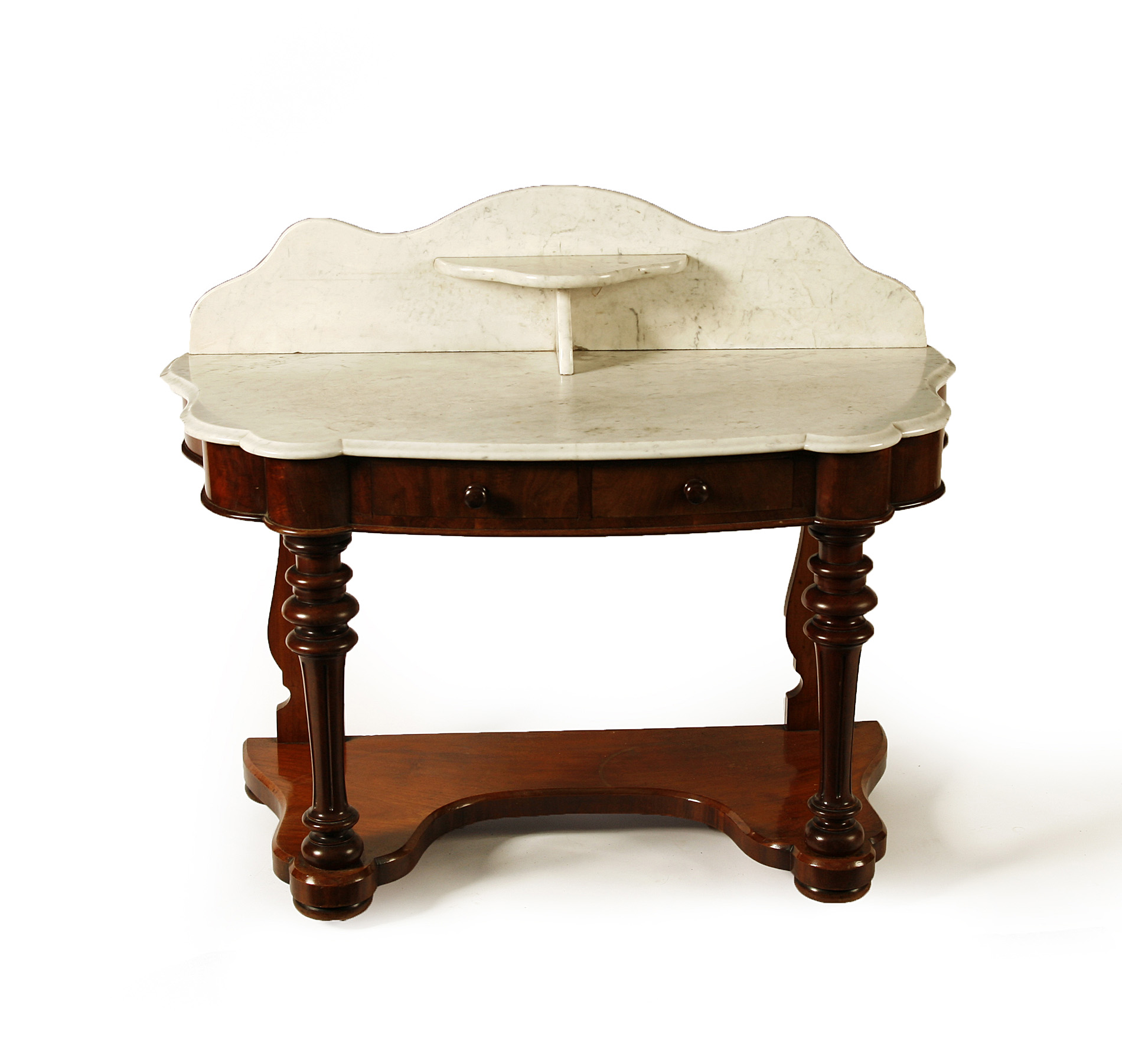 MARBLE TOPPED MAHOGANY WASHSTAND