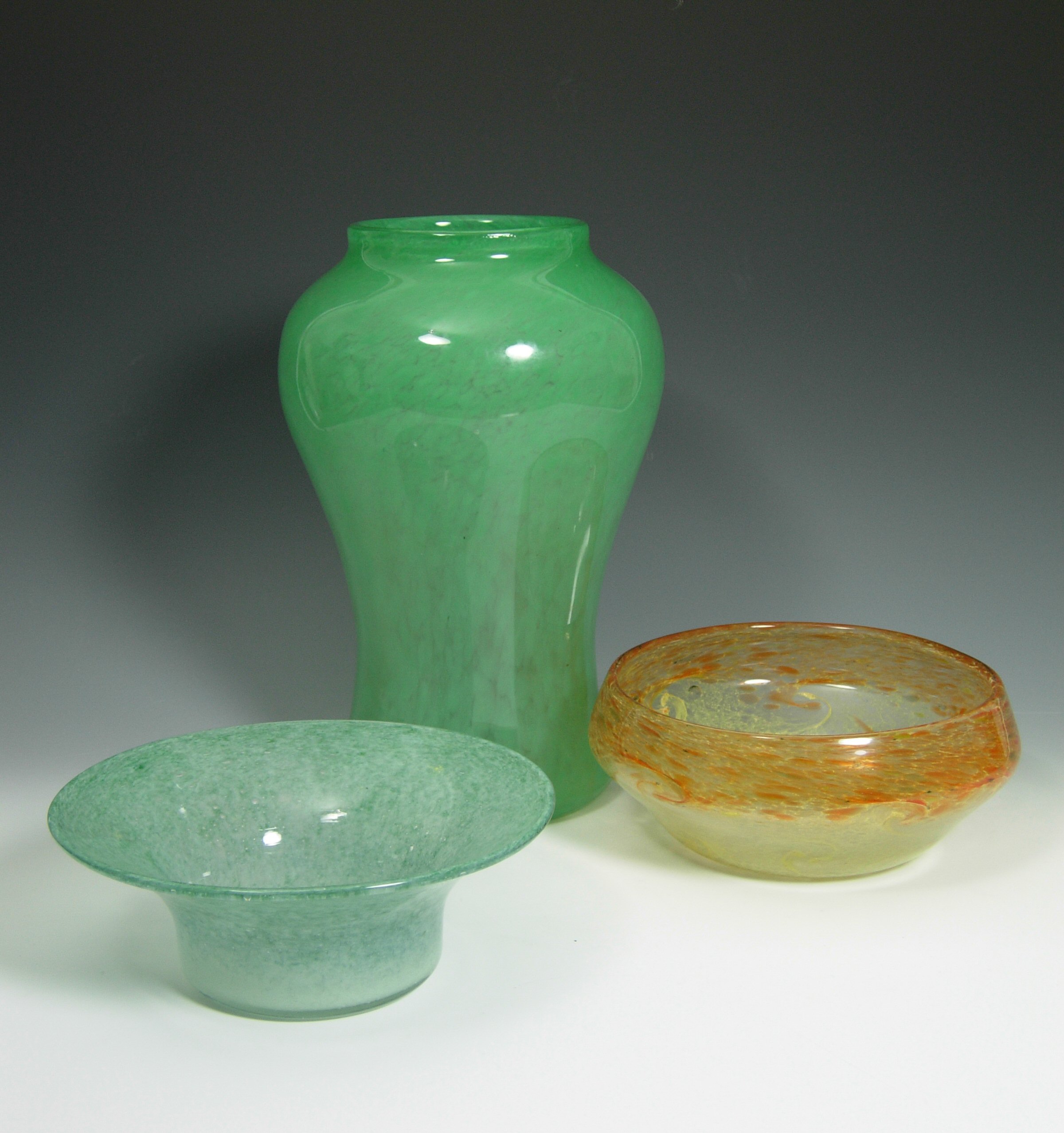 A large Monart baluster glass vase