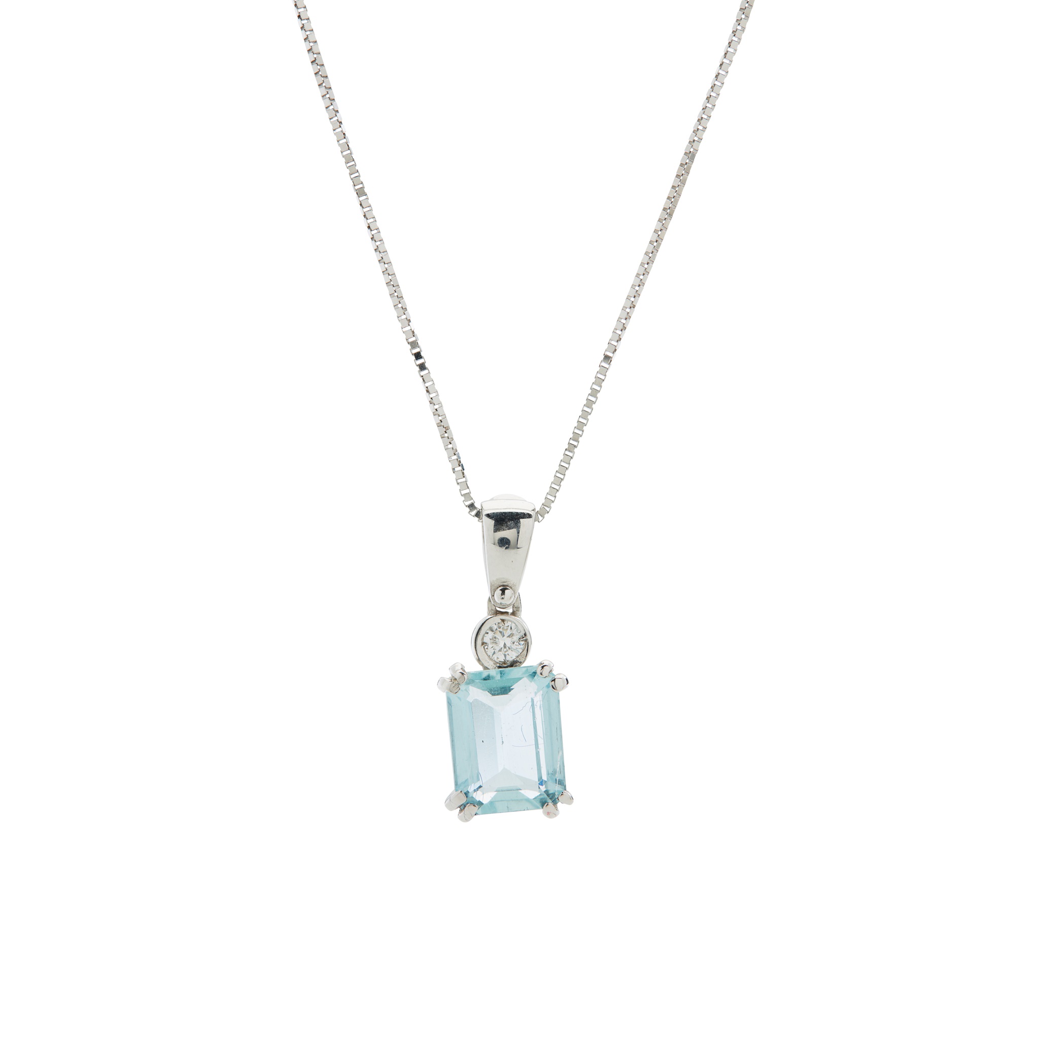 An aquamarine and diamond pendant
