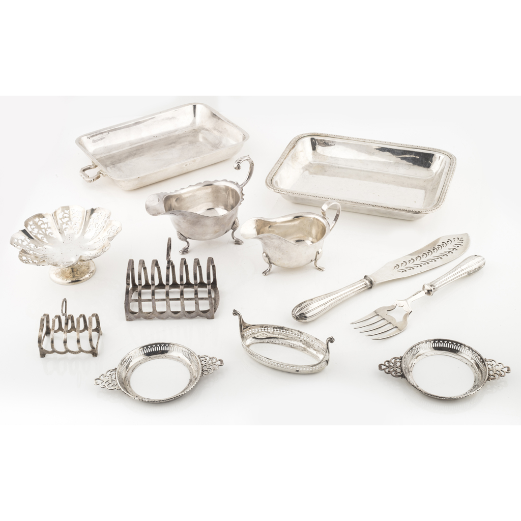 A silver entree dish and cover