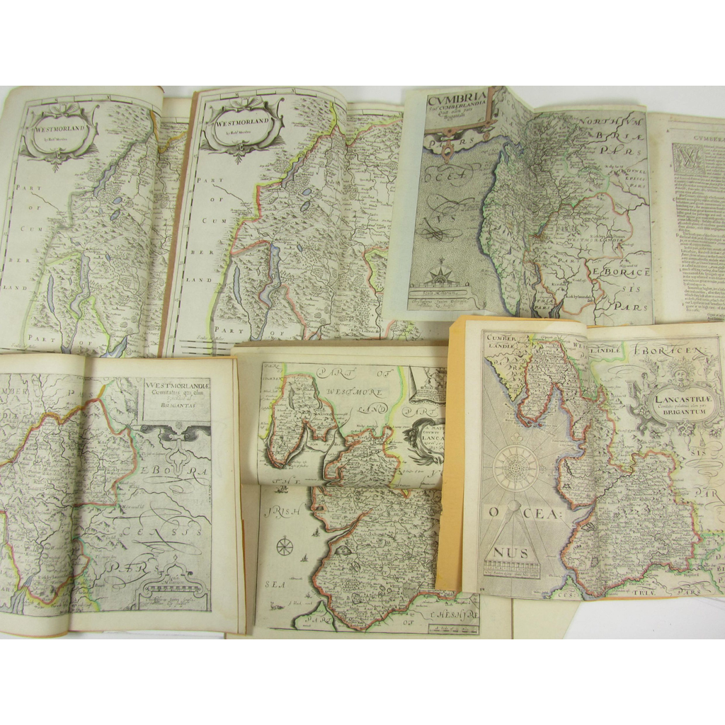 Cumberland, Westmorland and Lancashire, maps, including Saxton, C.