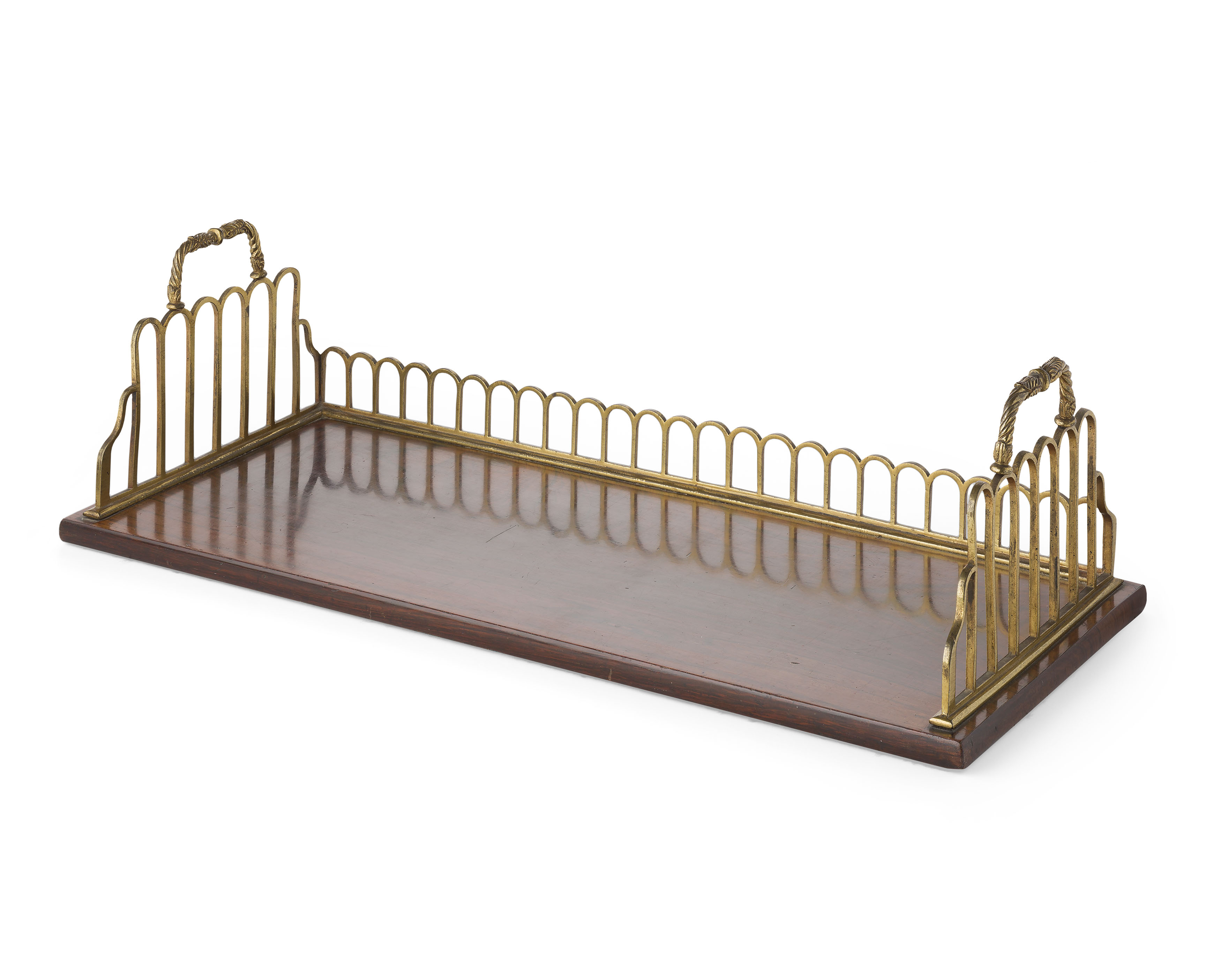 REGENCY ROSEWOOD AND BRASS BOOK TRAY