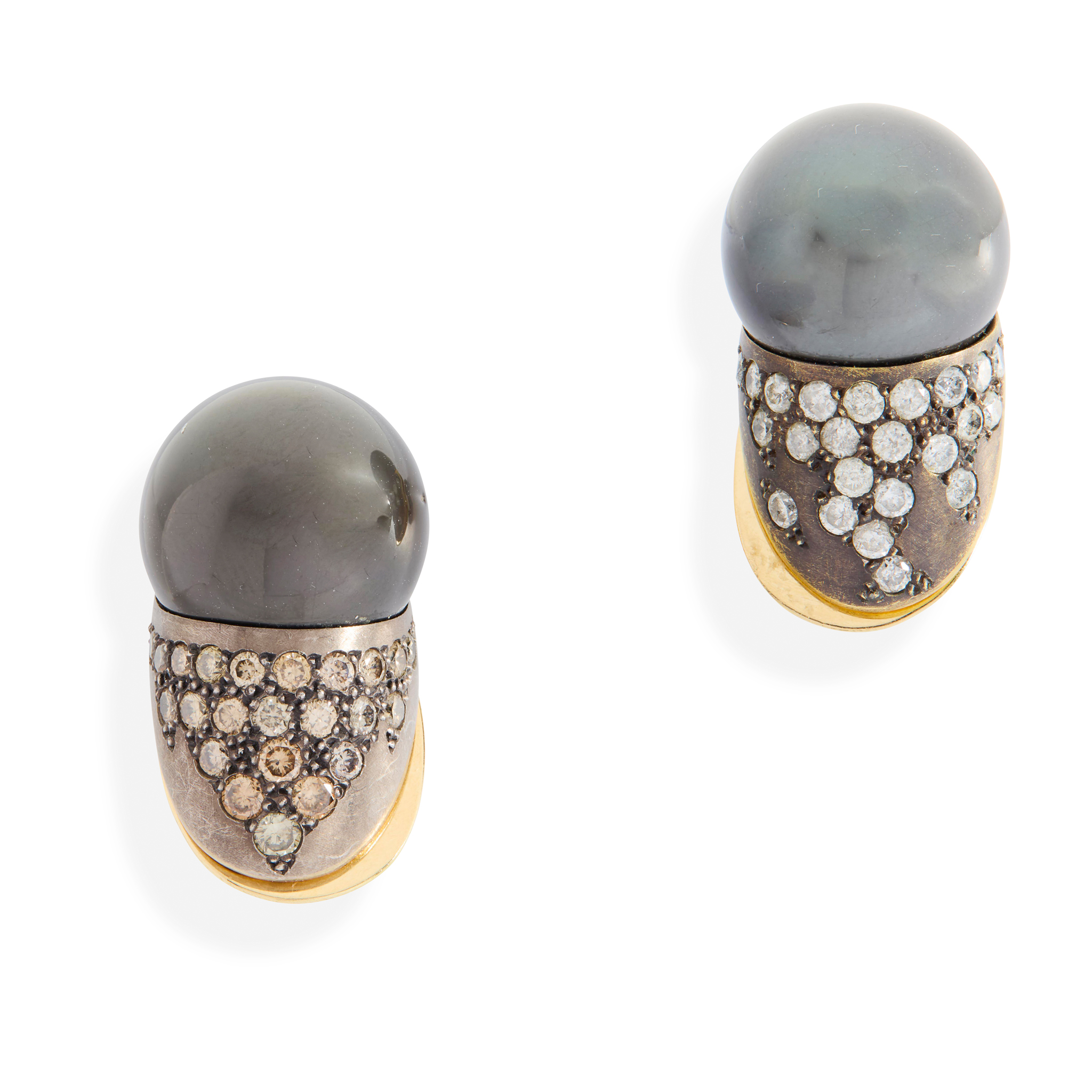 Peter Plöderl: A pair of Tahitian pearl and diamond earrings
