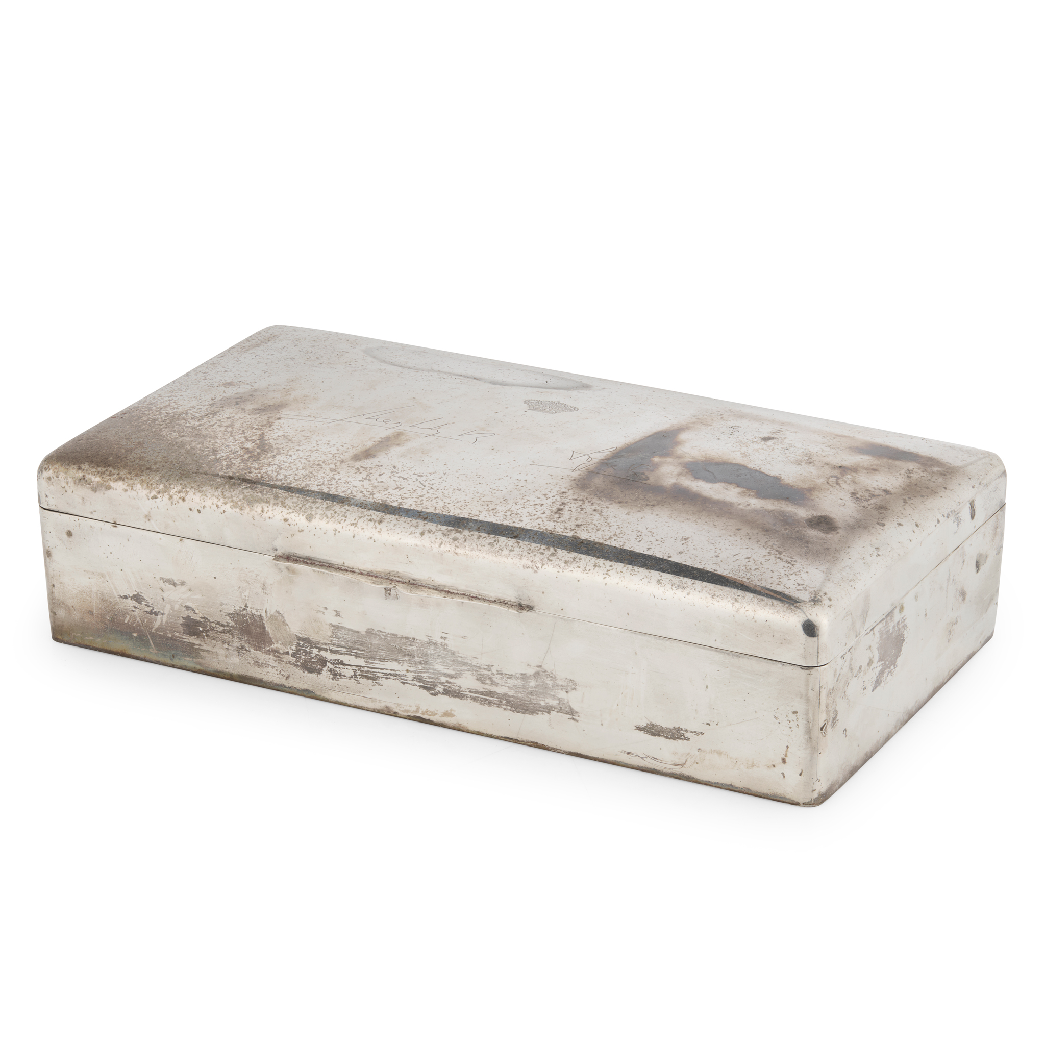 SPAIN - A LATE 20TH CENTURY SILVER-PLATED PRESENTATION CIGAR BOX