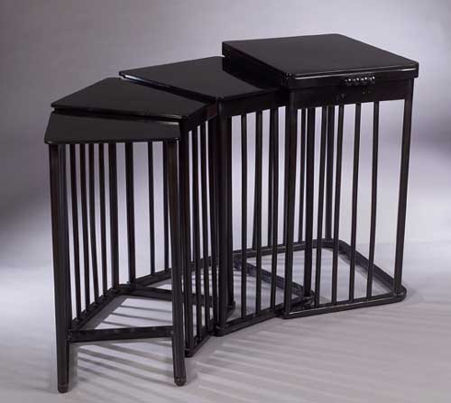 A nest of four Secessionist black lacquered tables the design attributed to Josef Hoffmann