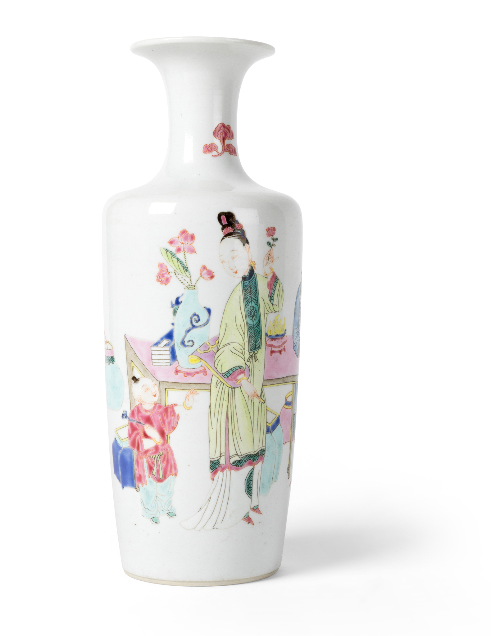 CHINESE FAMILLE ROSE 'LADY AND BOY' VASE