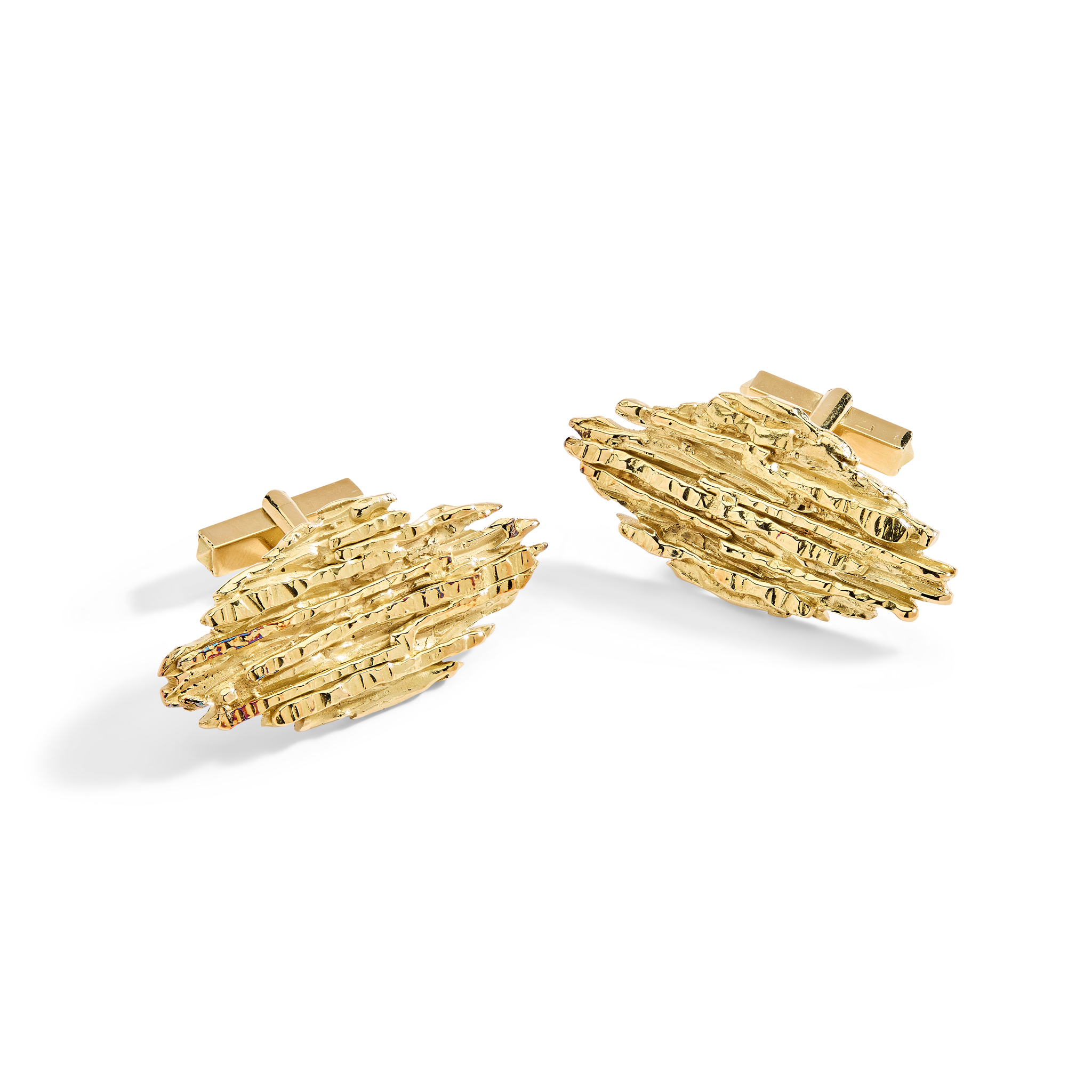 A pair of 1970s 18ct gold modernist cufflinks
