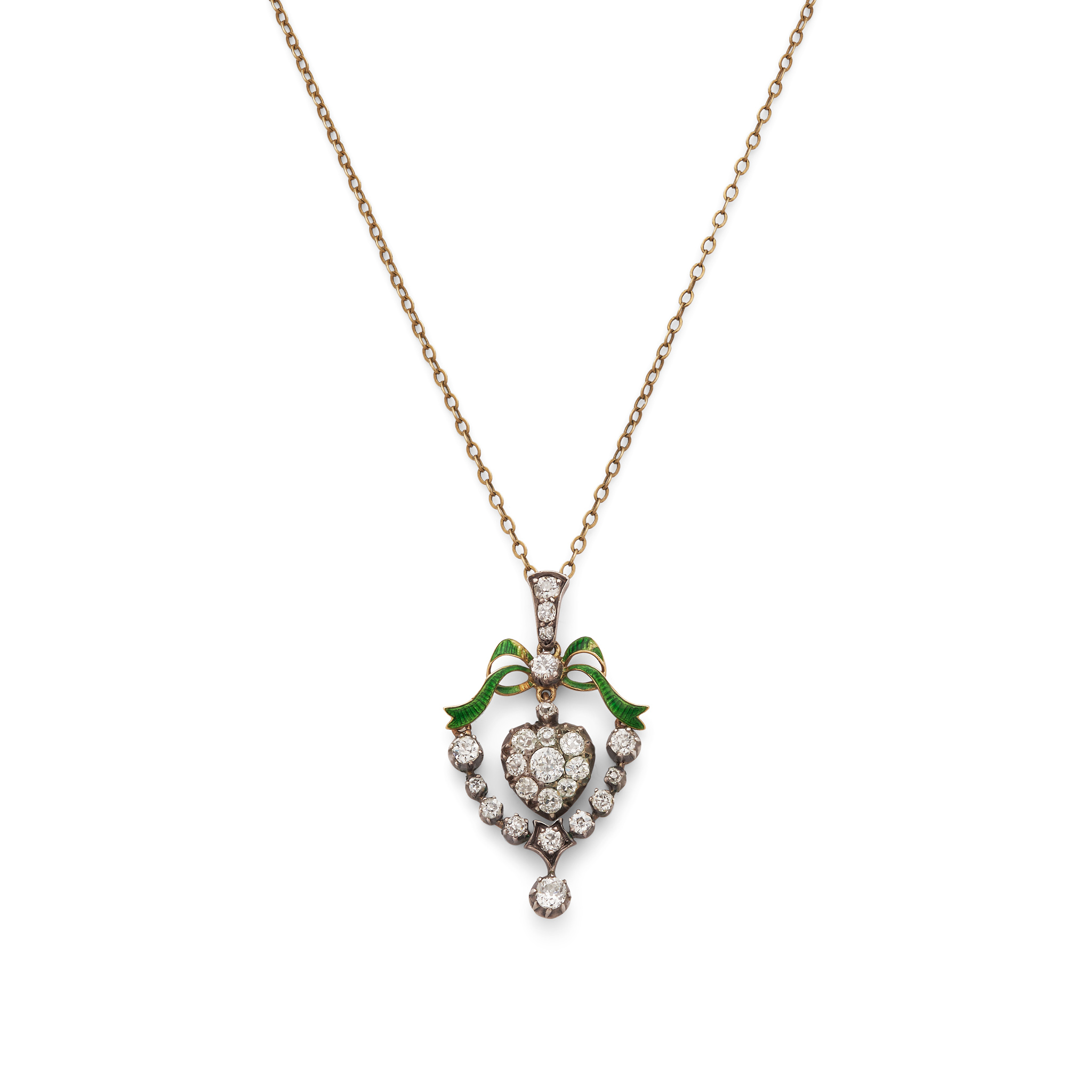 An early 20th century diamond and enamel pendant, circa 1900