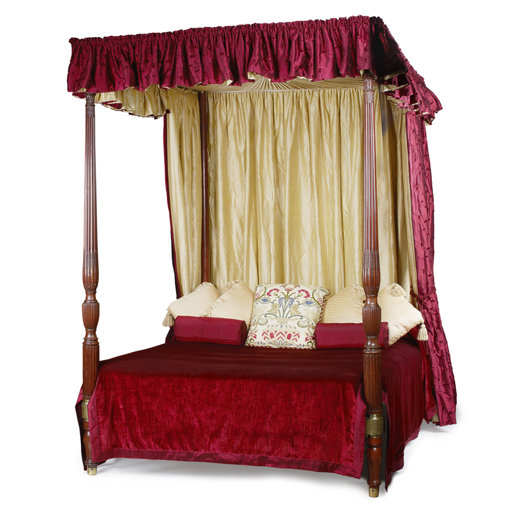 REGENCY MAHOGANY AND BRASS CAMPAIGN FOUR POSTER BED BY MORGAN AND SANDERS, LONDON