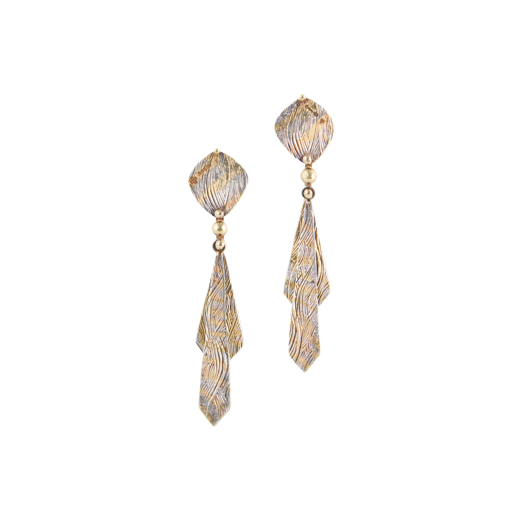 A PAIR OF MILLENNIUM PARCEL-GILT PENDENT EARRINGS