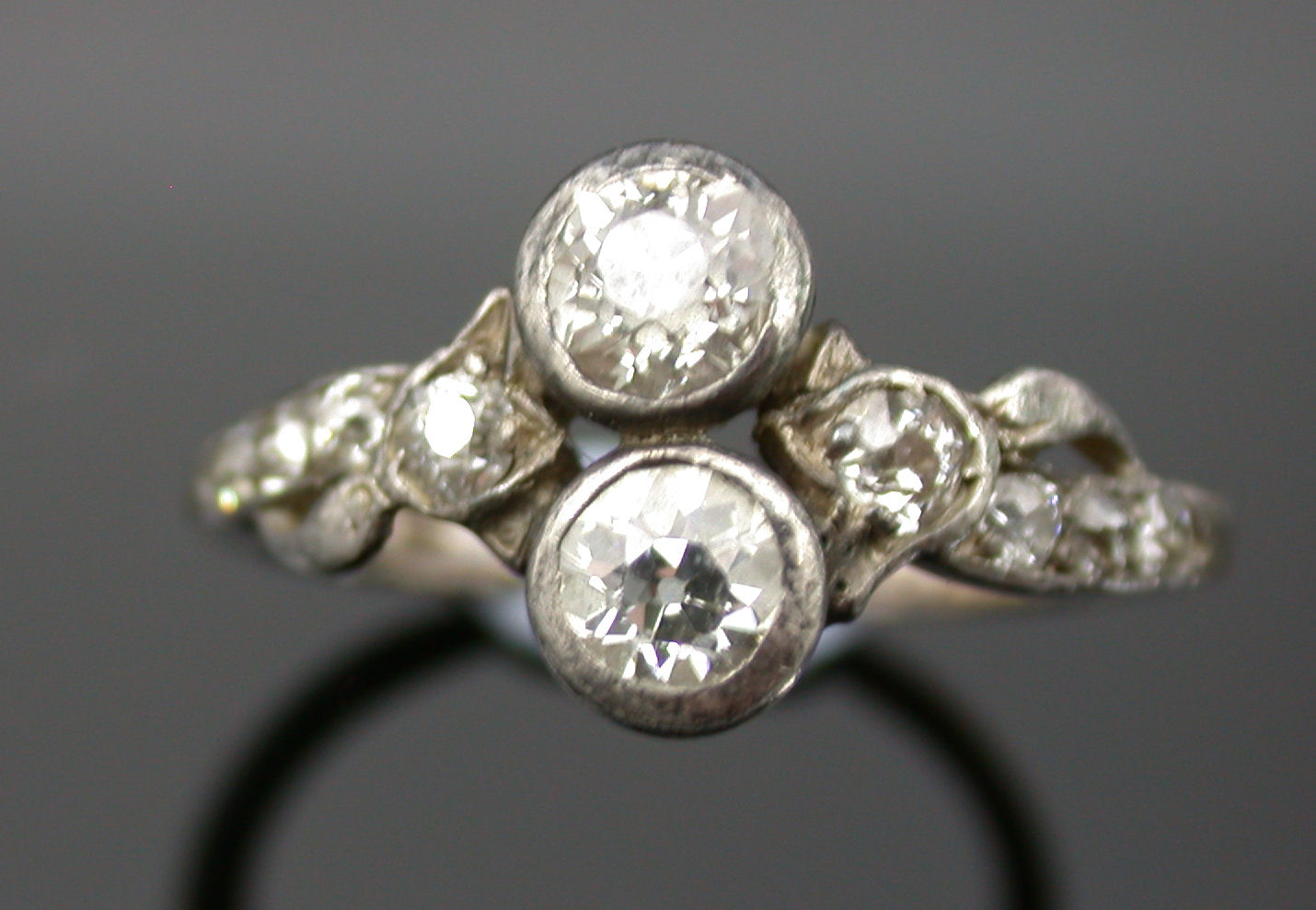 A diamond two-stone ring,