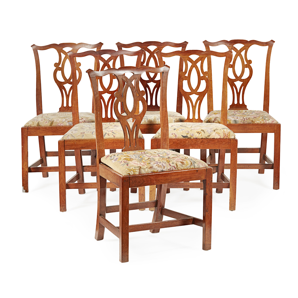 SET OF SIX GEORGE III FRUITWOOD DINING CHAIRS