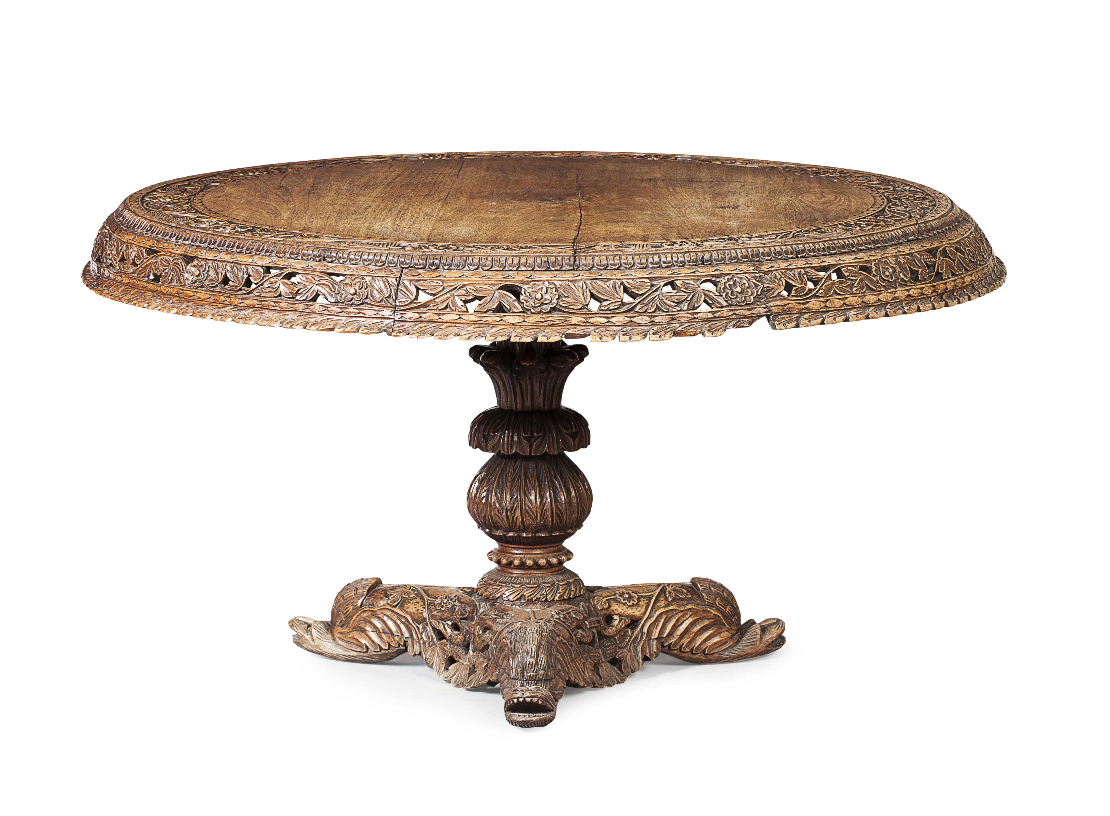 CEYLONESE CARVED ROSEWOOD CENTRE TABLE