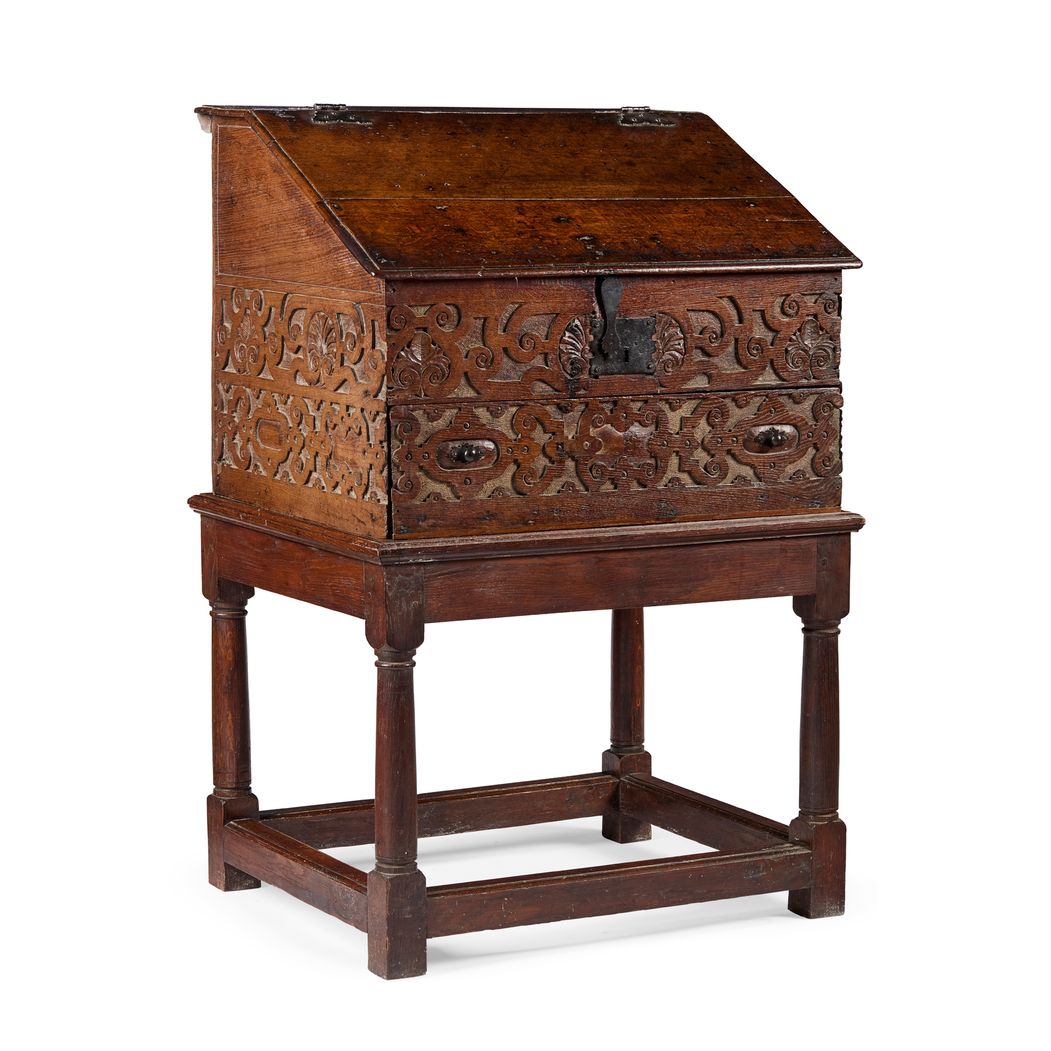 JACOBEAN OAK BOX ON STAND