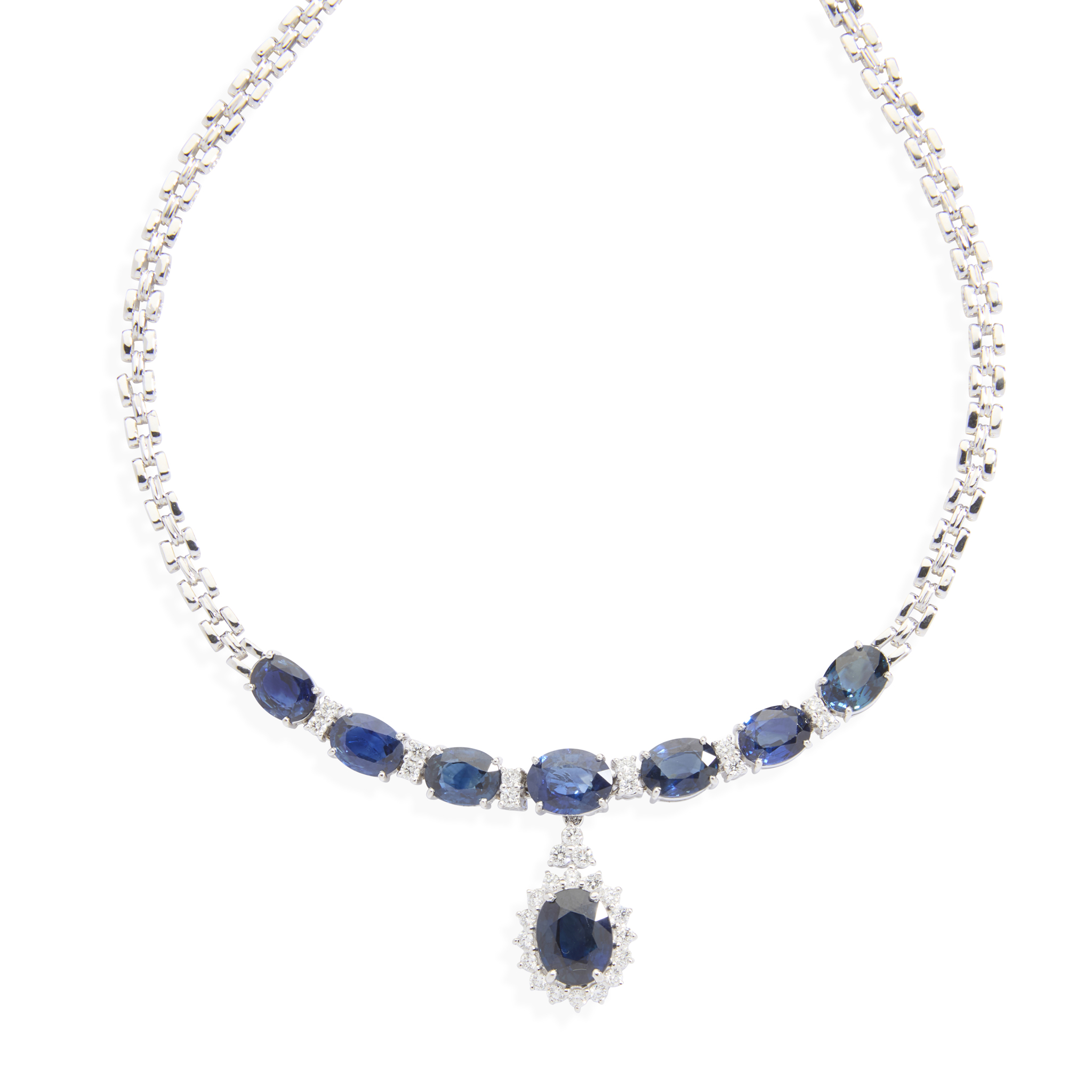A sapphire and diamond necklace