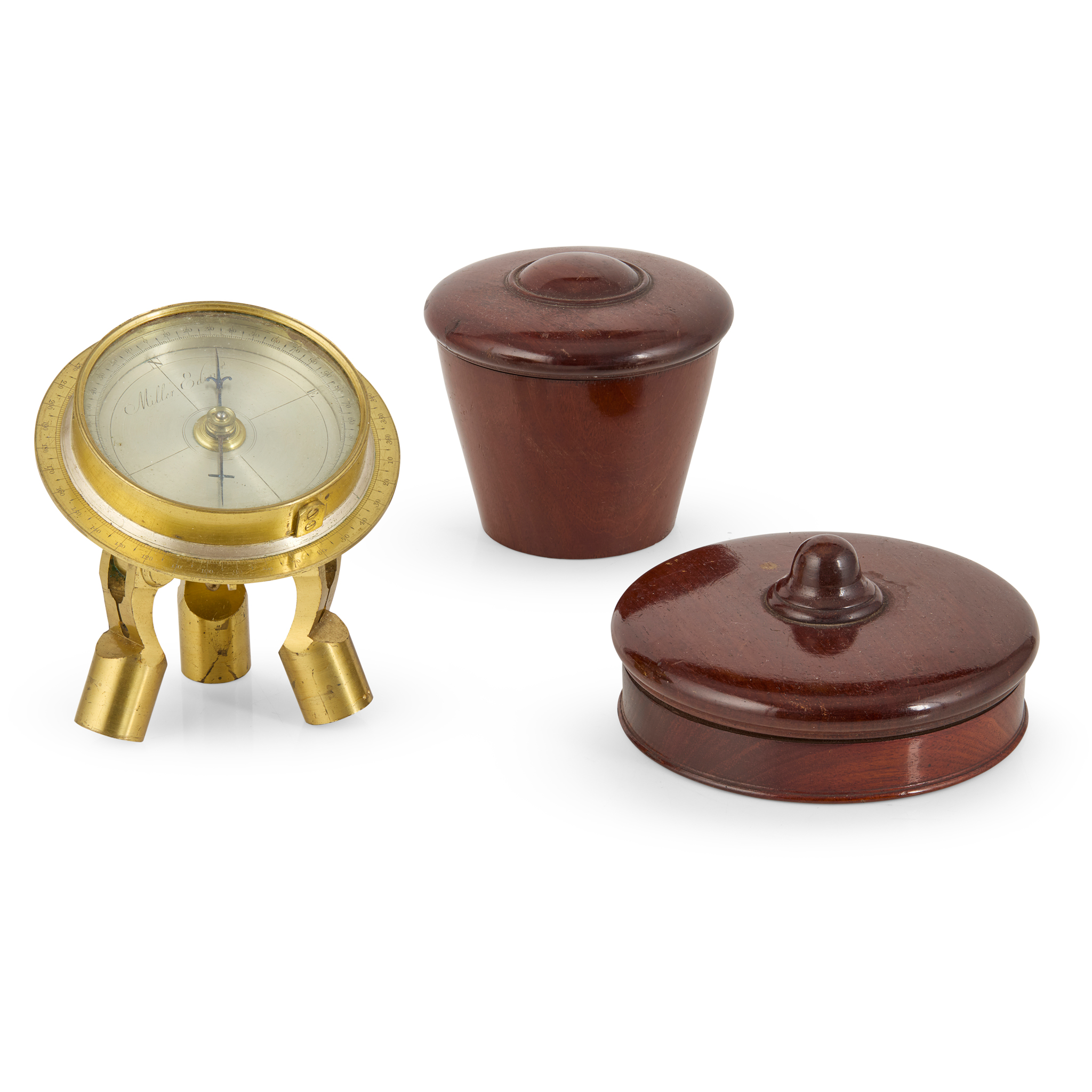 Scottish brass field sighting compass and stand, John Miller, Edinburgh