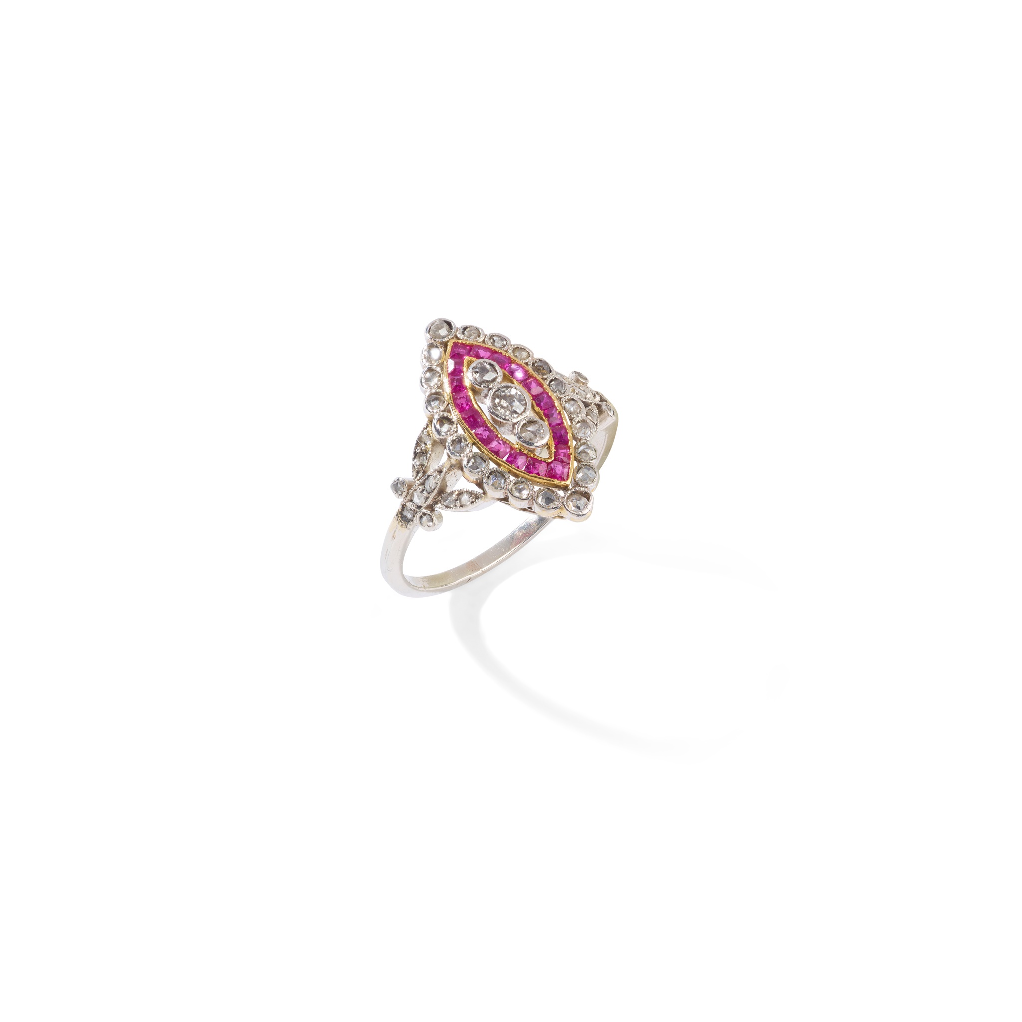 A diamond and ruby dress ring, circa 1900