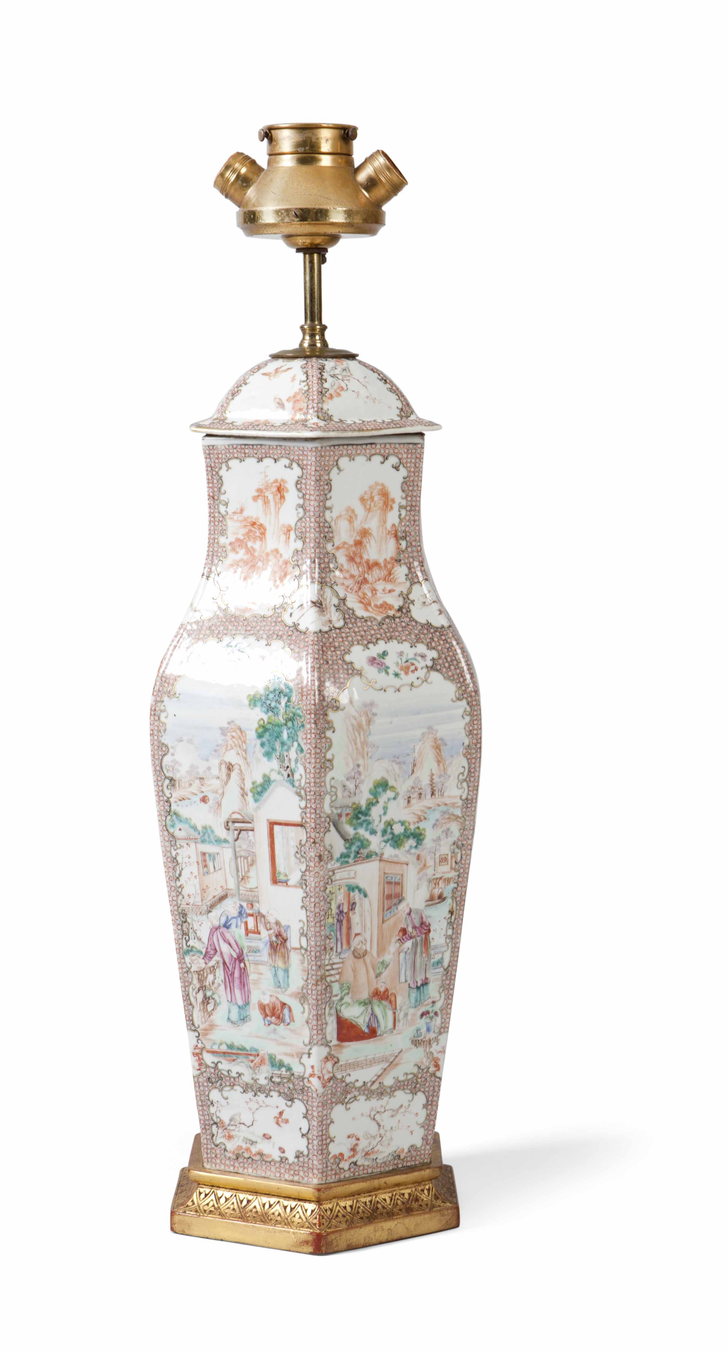 FAMILLE ROSE ‘MANDARIN’ VASE AND COVER