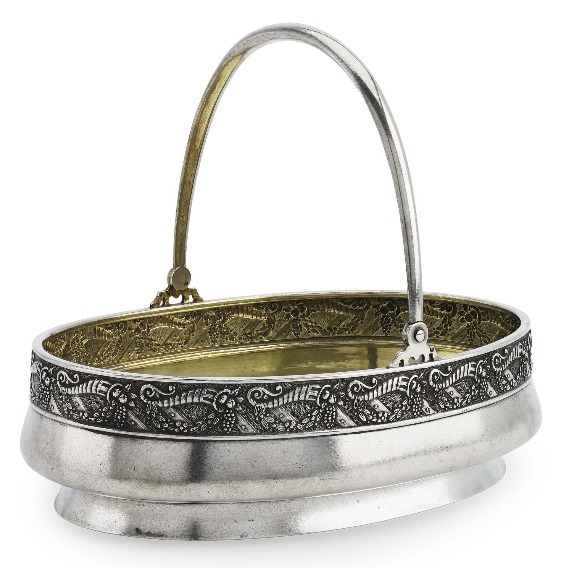 A Fabergé silver swing-handled cake-basket