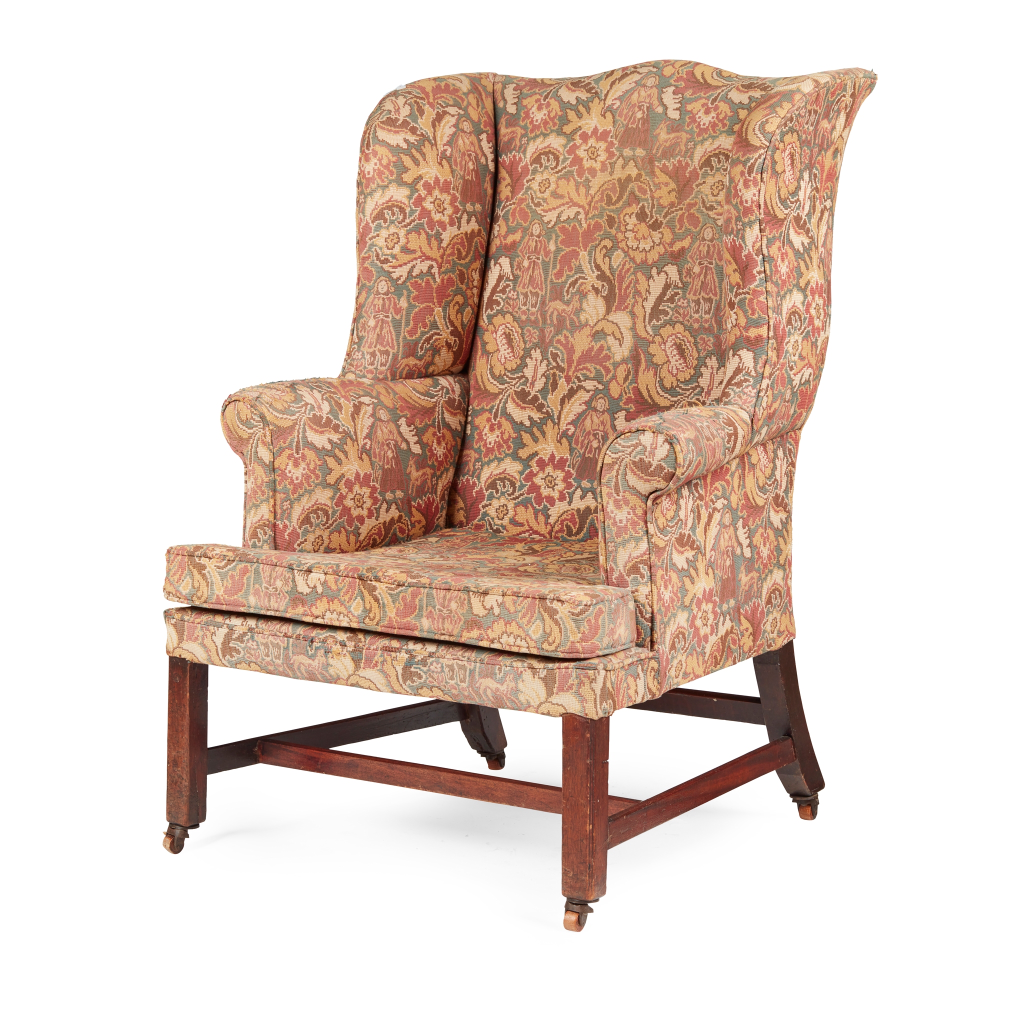 GEORGE III MAHOGANY WING ARMCHAIR