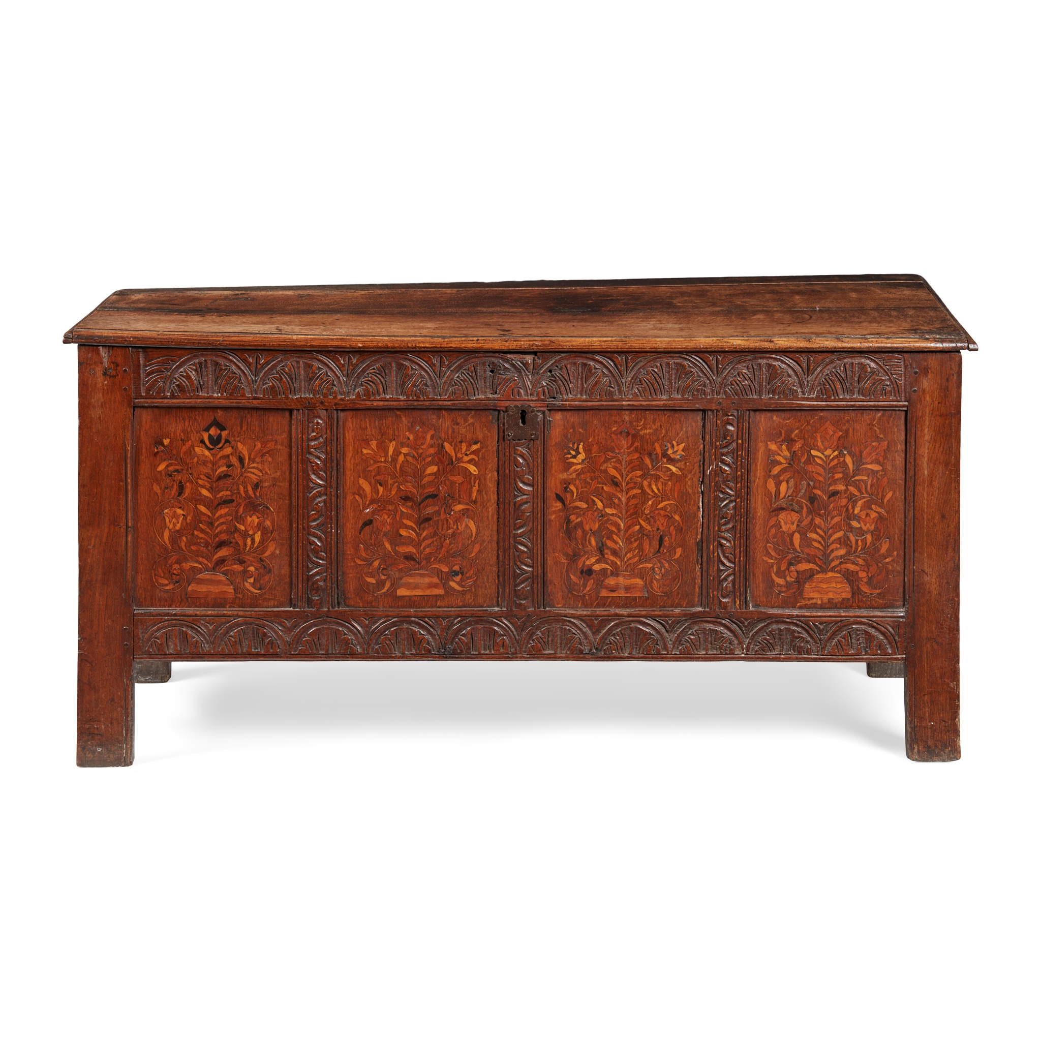 OAK MARQUETRY FOUR-PANEL CHEST