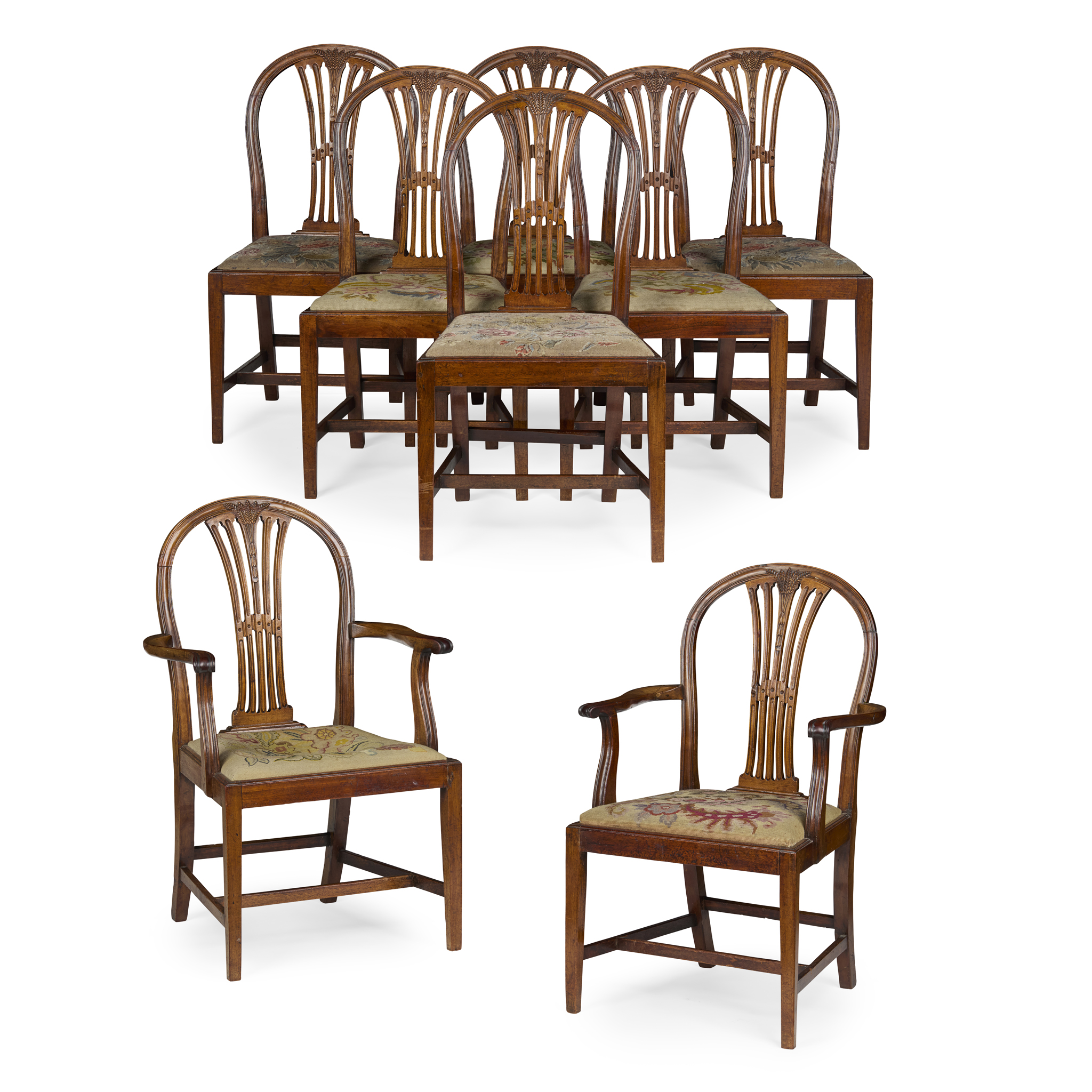 SET OF EIGHT GEORGIAN STYLE MAHOGANY DINING CHAIRS