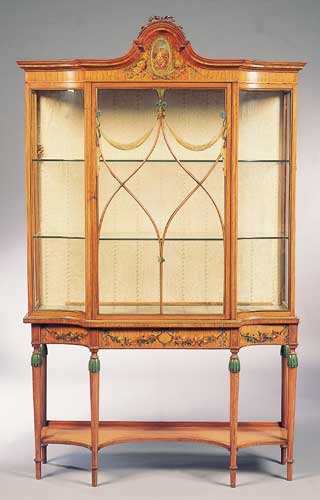 An Edwardian painted satinwood display cabinet