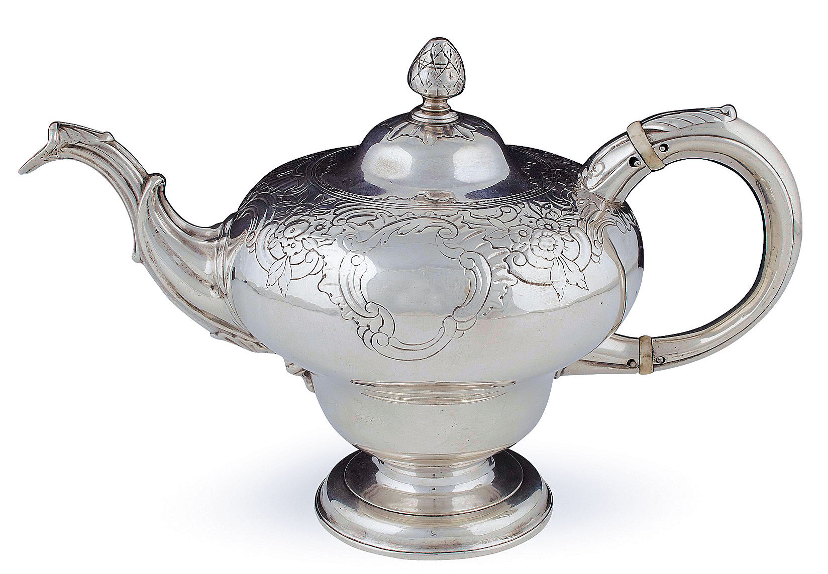 A George II inverted pear shaped teapot